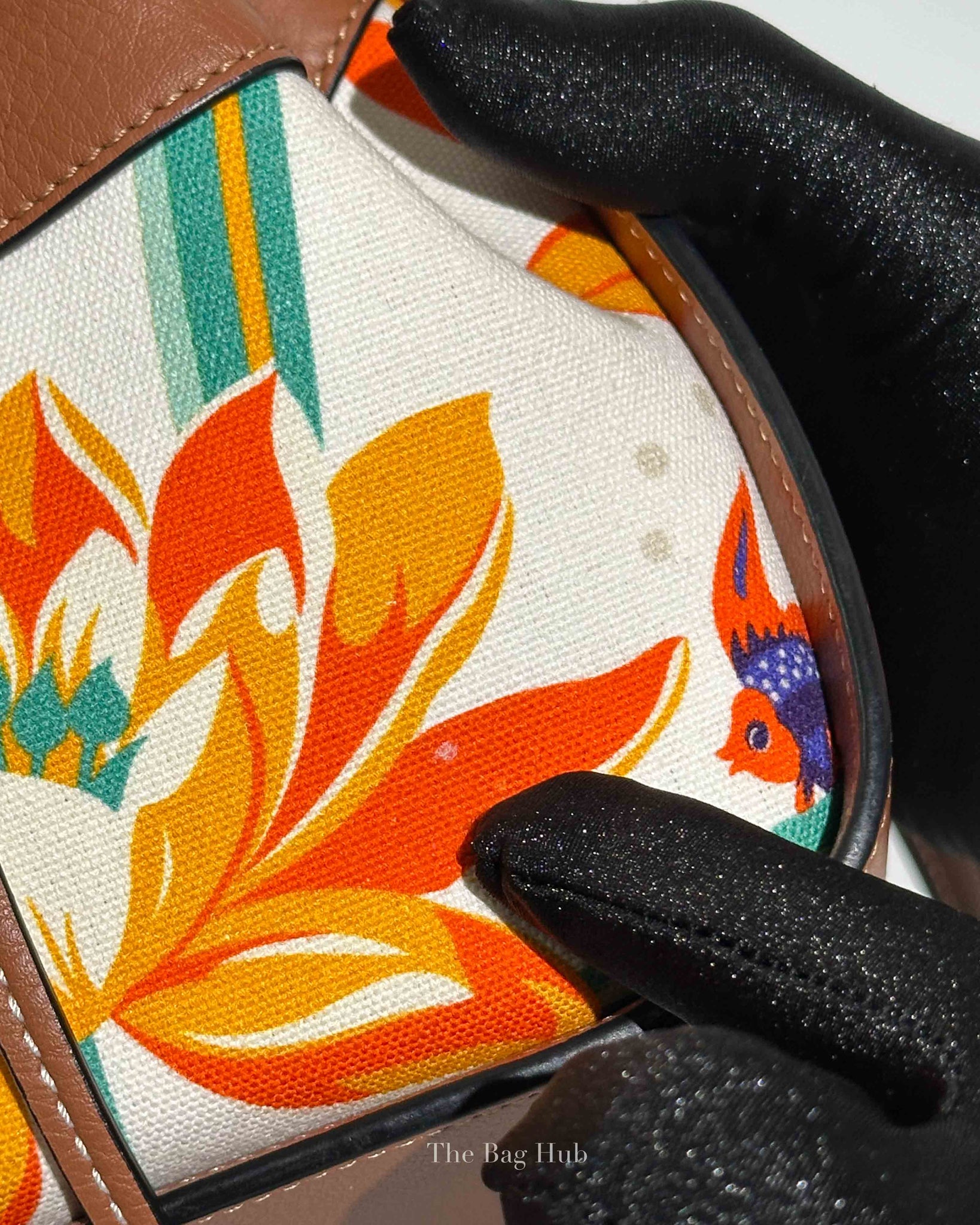 Loewe x Paula Ibiza Tan/Floral Print Leather Hammock Mini Bag