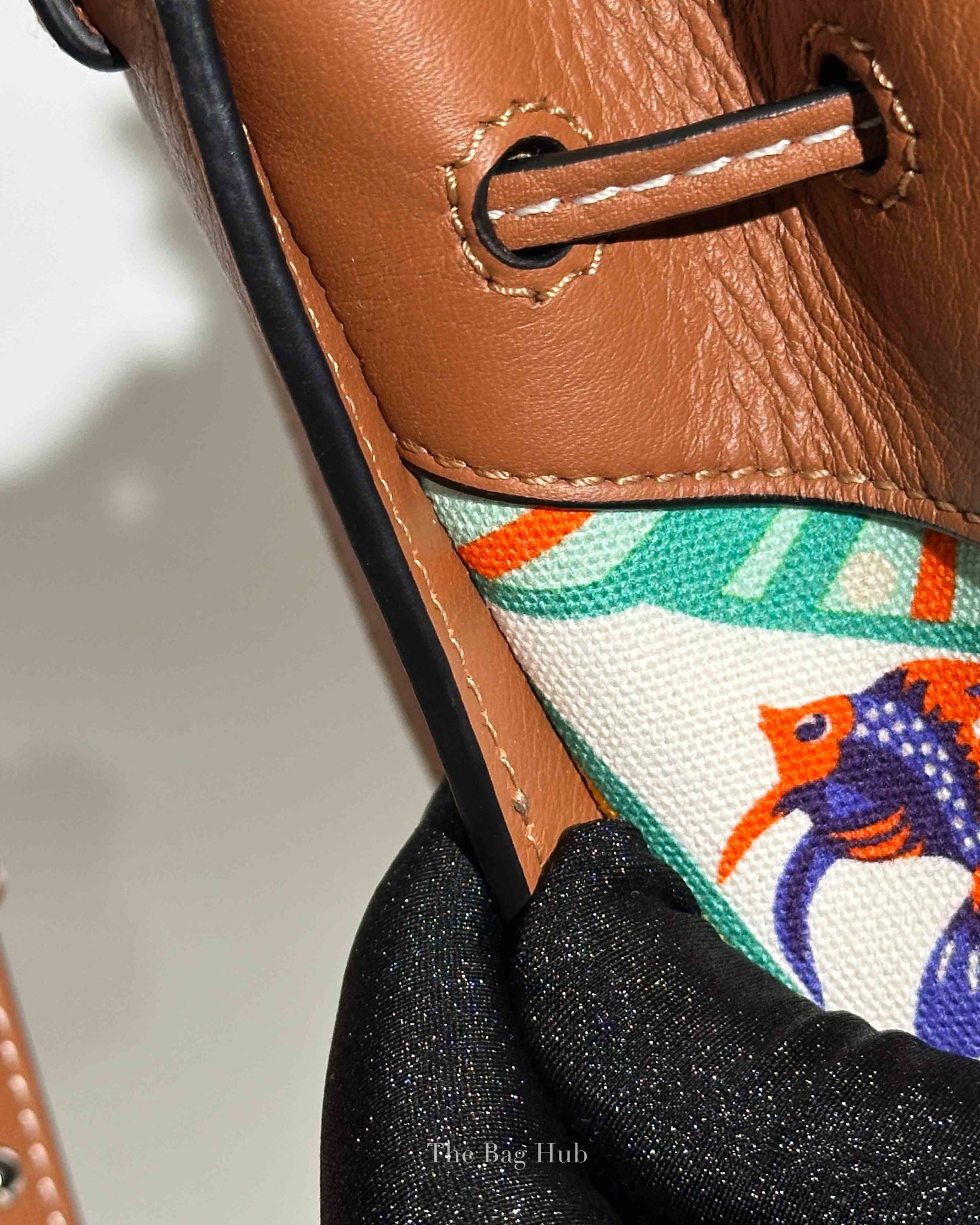 Loewe x Paula Ibiza Tan/Floral Print Leather Hammock Mini Bag