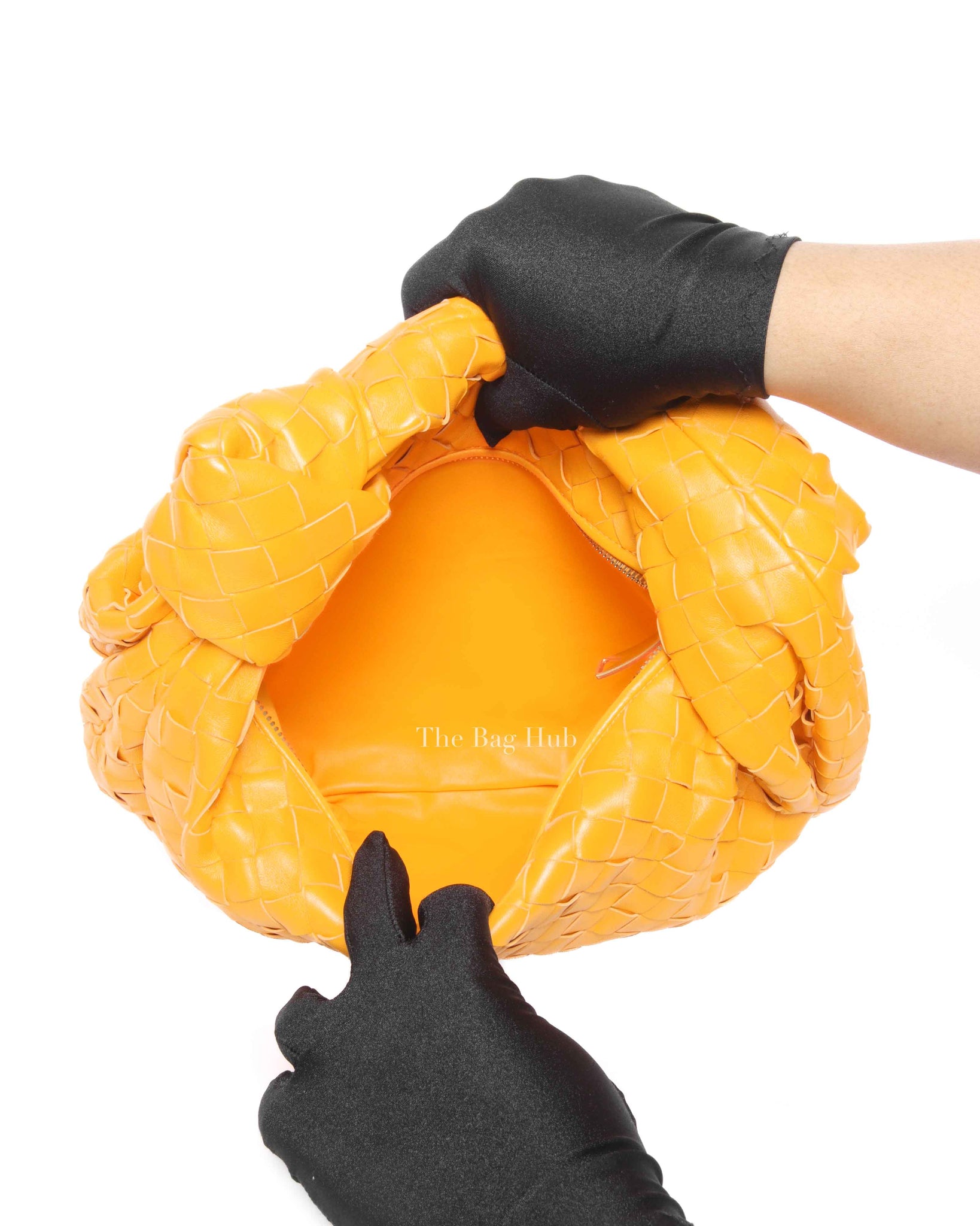 Bottega Veneta Orange Intrecciato Leather Teen Jodie Bag