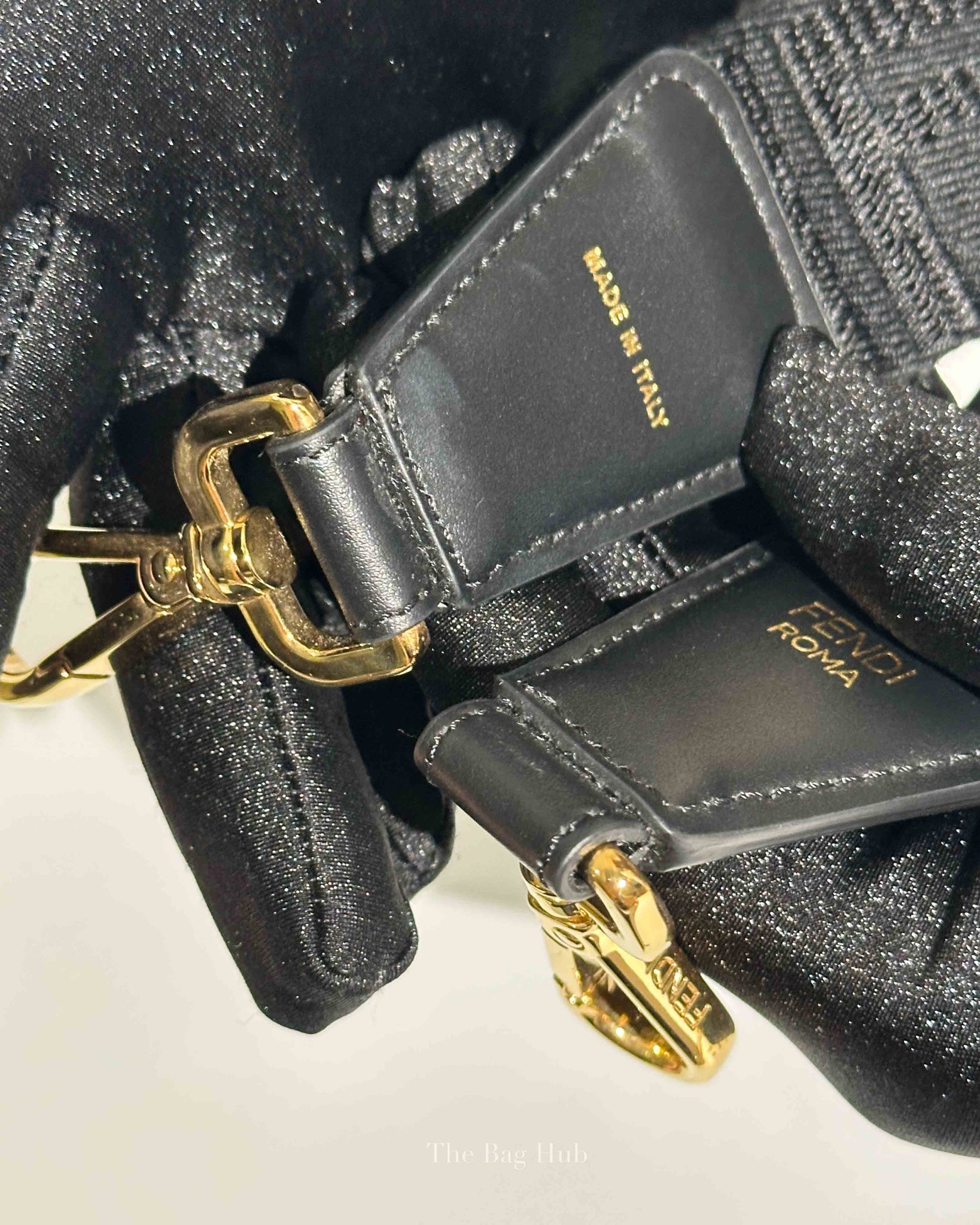 Fendi Black FF Jacquard Webbing Shoulder You Strap