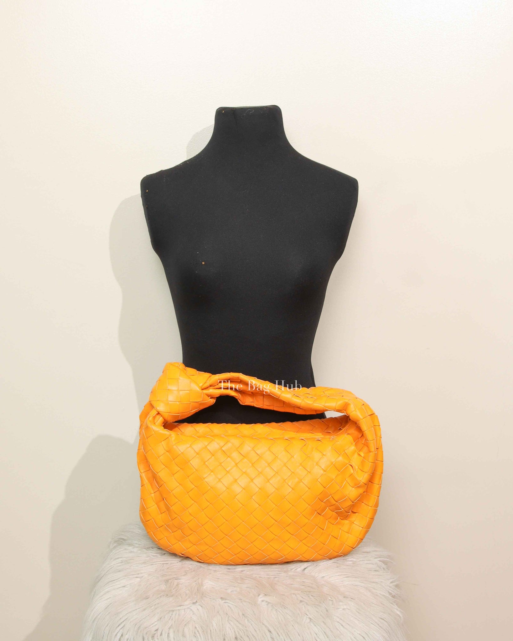 Bottega Veneta Orange Intrecciato Leather Teen Jodie Bag