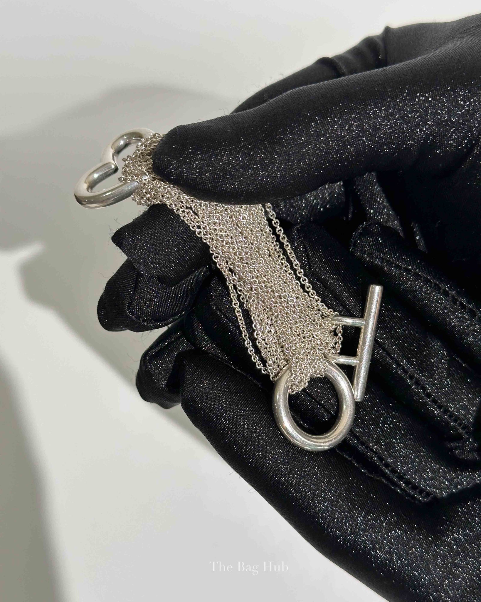 Tiffany & Co. Sterling Silver Open Heart Multi Chain Toggle Bracelet