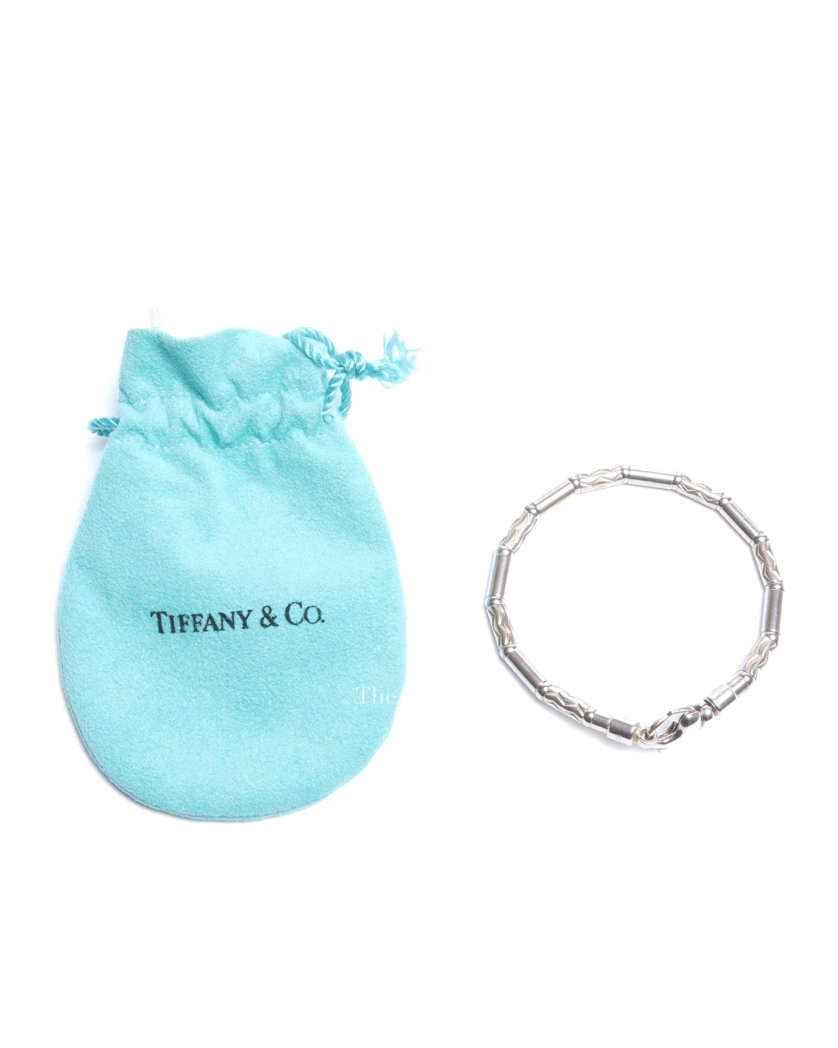 Tiffany & Co. Sterling Silver Hematite Aztec Etched Zigzag Bracelet