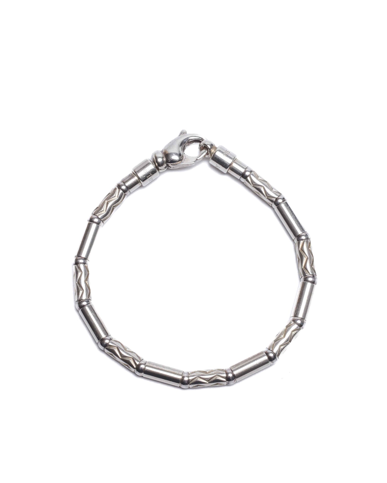 Tiffany & Co. Sterling Silver Hematite Aztec Etched Zigzag Bracelet