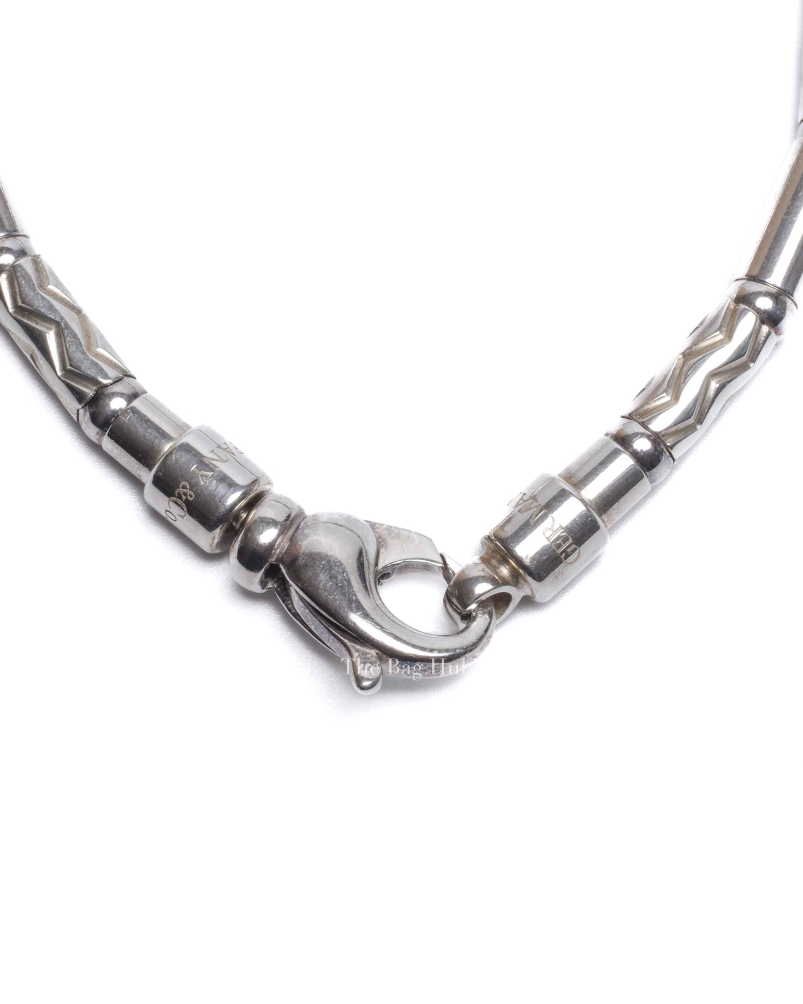 Tiffany & Co. Sterling Silver Hematite Aztec Etched Zigzag Bracelet