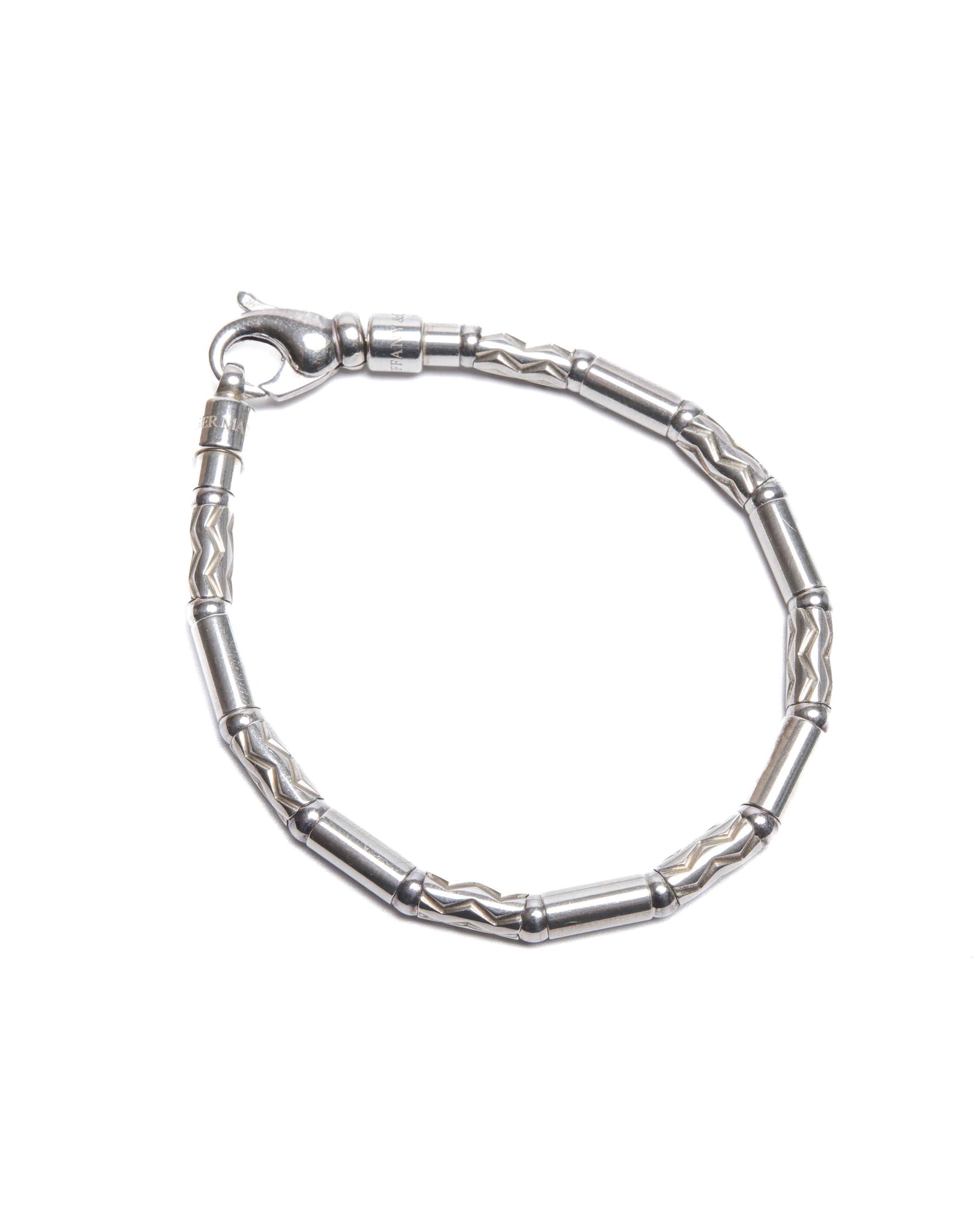 Tiffany & Co. Sterling Silver Hematite Aztec Etched Zigzag Bracelet