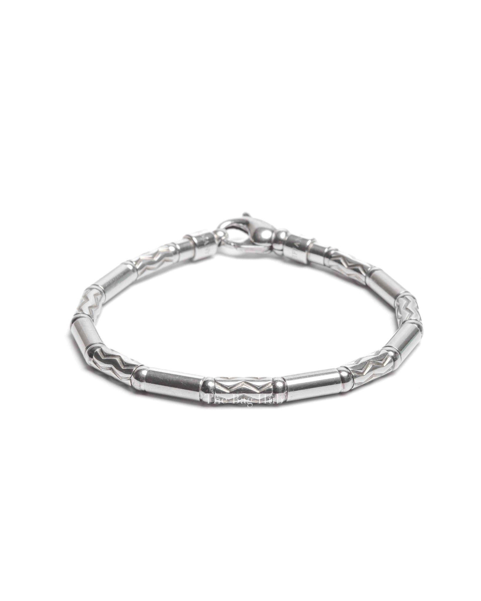 Tiffany & Co. Sterling Silver Hematite Aztec Etched Zigzag Bracelet