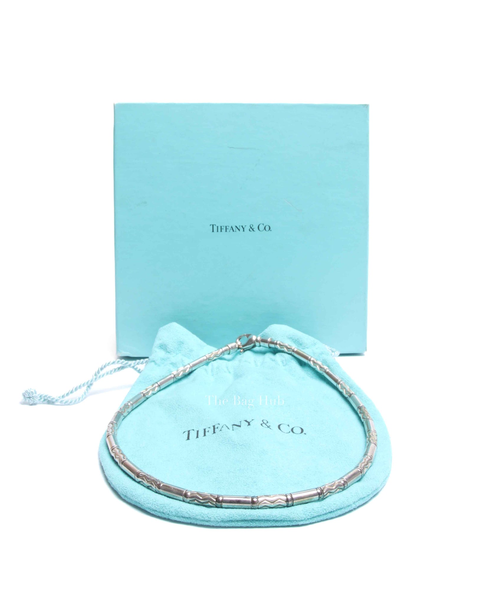 Tiffany & Co. Sterling Silver Aztec Etched Zigzag Necklace