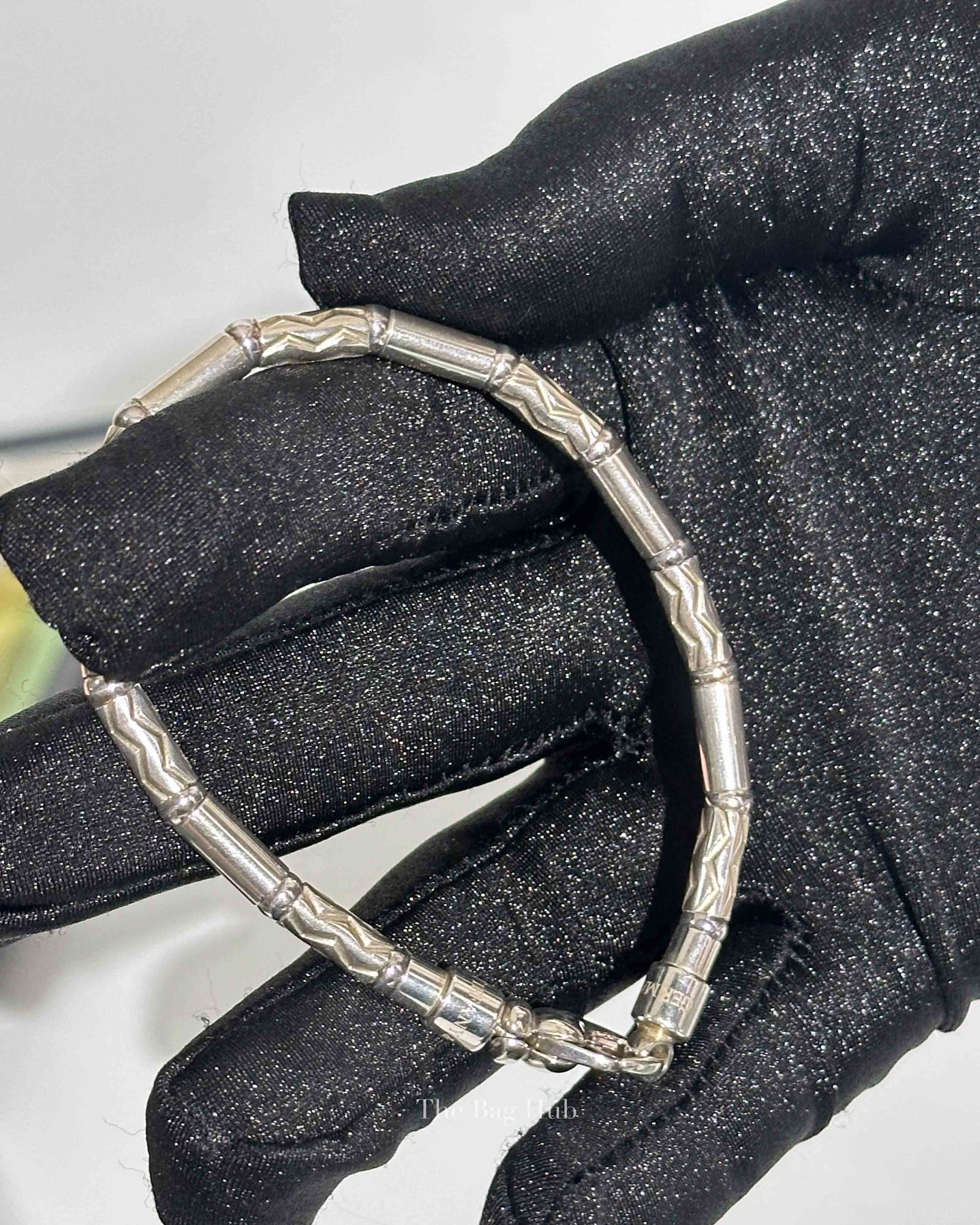 Tiffany & Co. Sterling Silver Hematite Aztec Etched Zigzag Bracelet