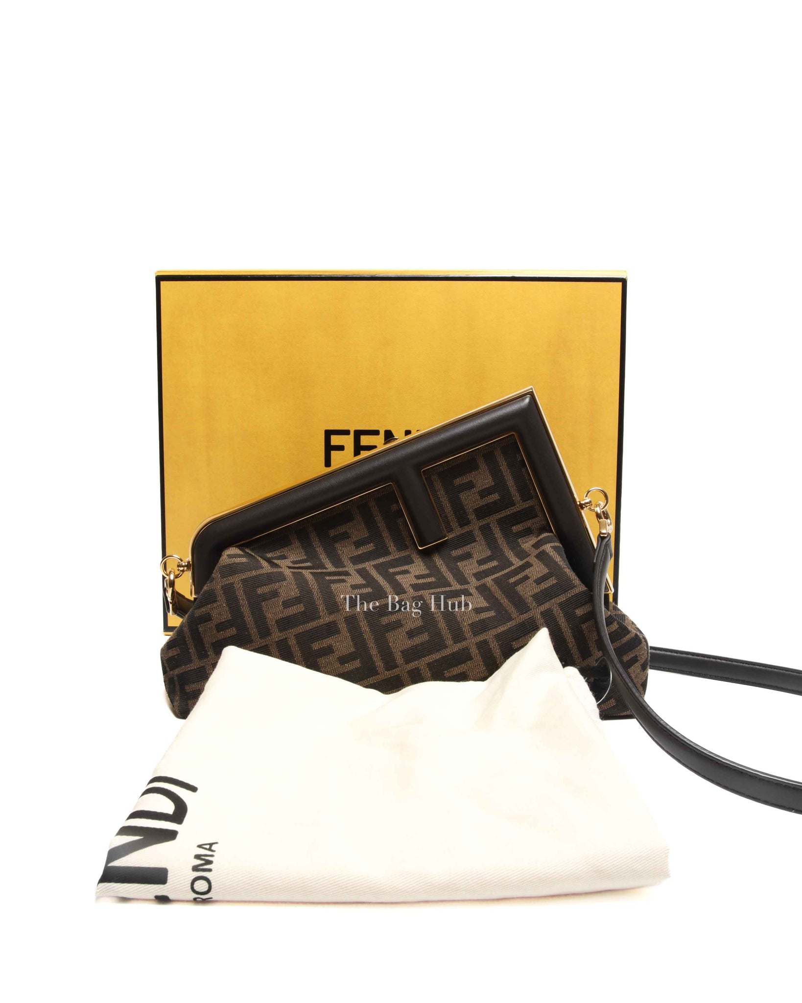Fendi Brown FF Monogram Canvas Fendi First Midi Jacquard Bag