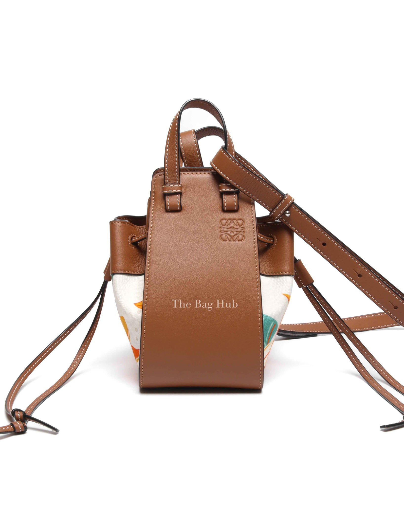 Loewe x Paula Ibiza Tan/Floral Print Leather Hammock Mini Bag
