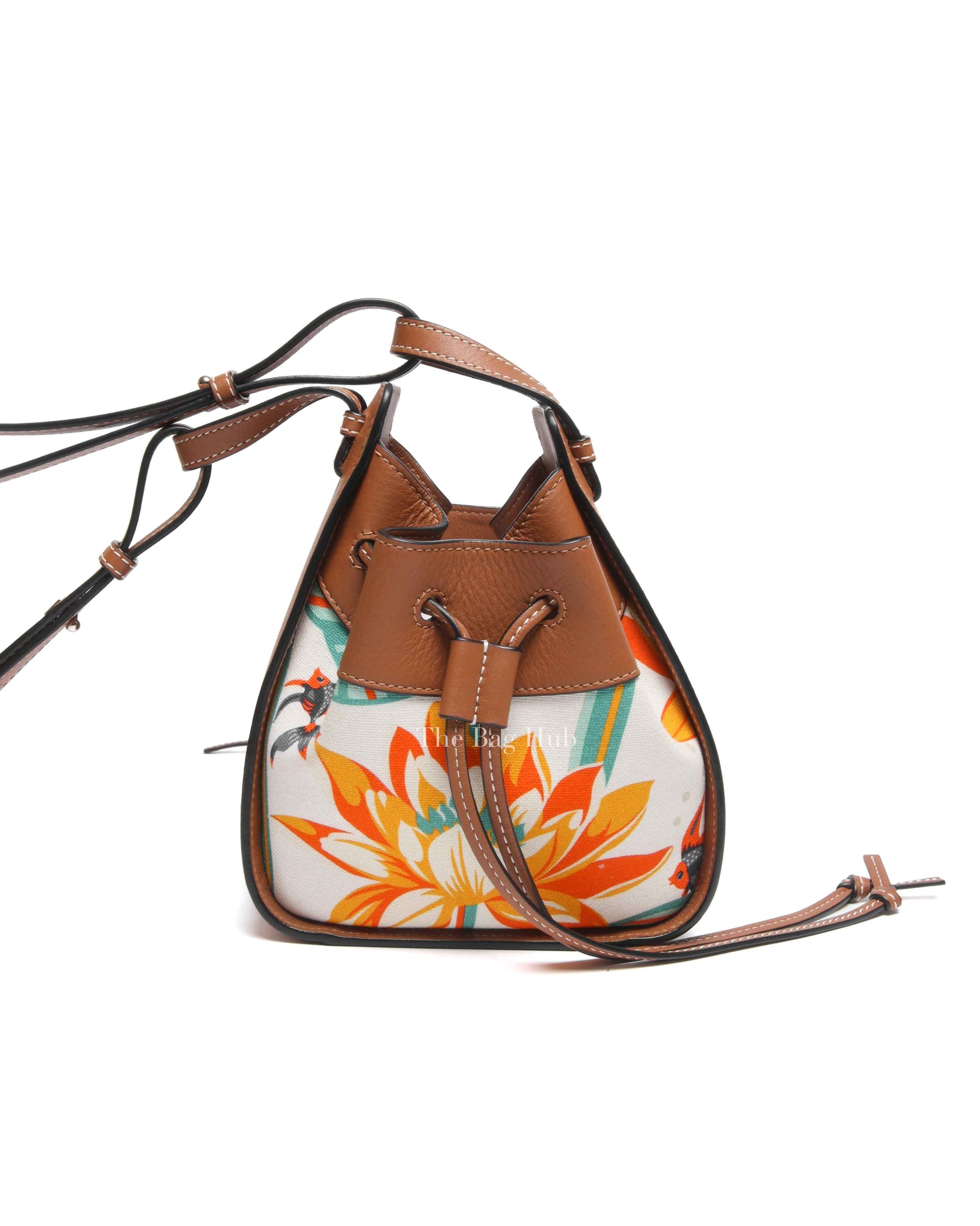Loewe x Paula Ibiza Tan/Floral Print Leather Hammock Mini Bag