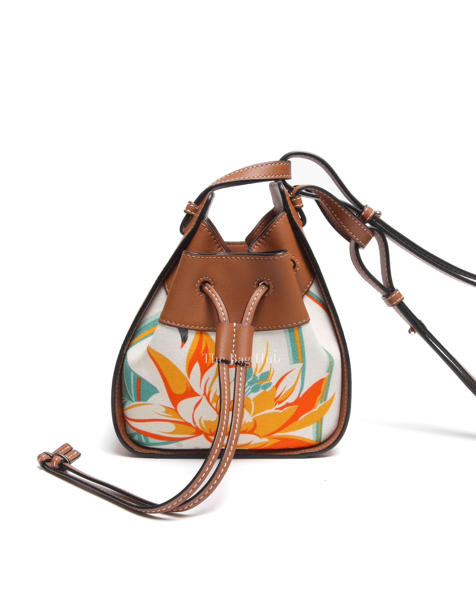 Loewe x Paula Ibiza Tan/Floral Print Leather Hammock Mini Bag