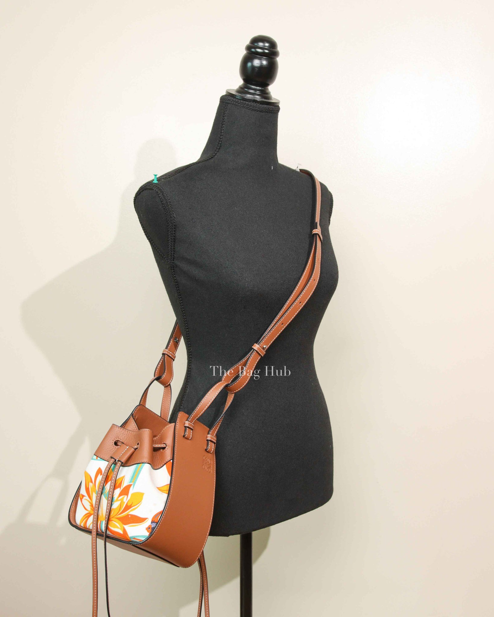 Loewe x Paula Ibiza Tan/Floral Print Leather Hammock Mini Bag