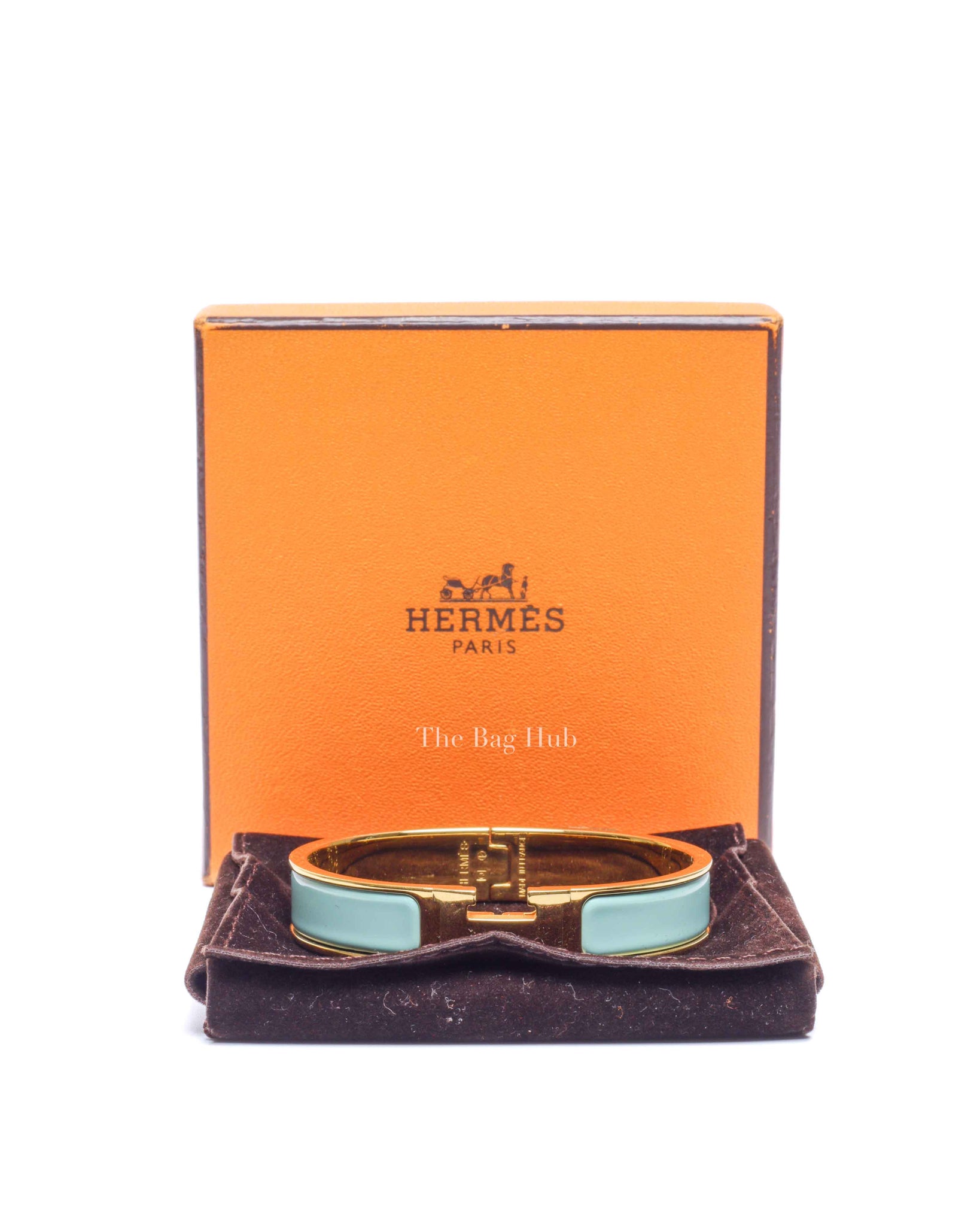 Hermes Bleu Polaire Enamel Clic H Bracelet PM