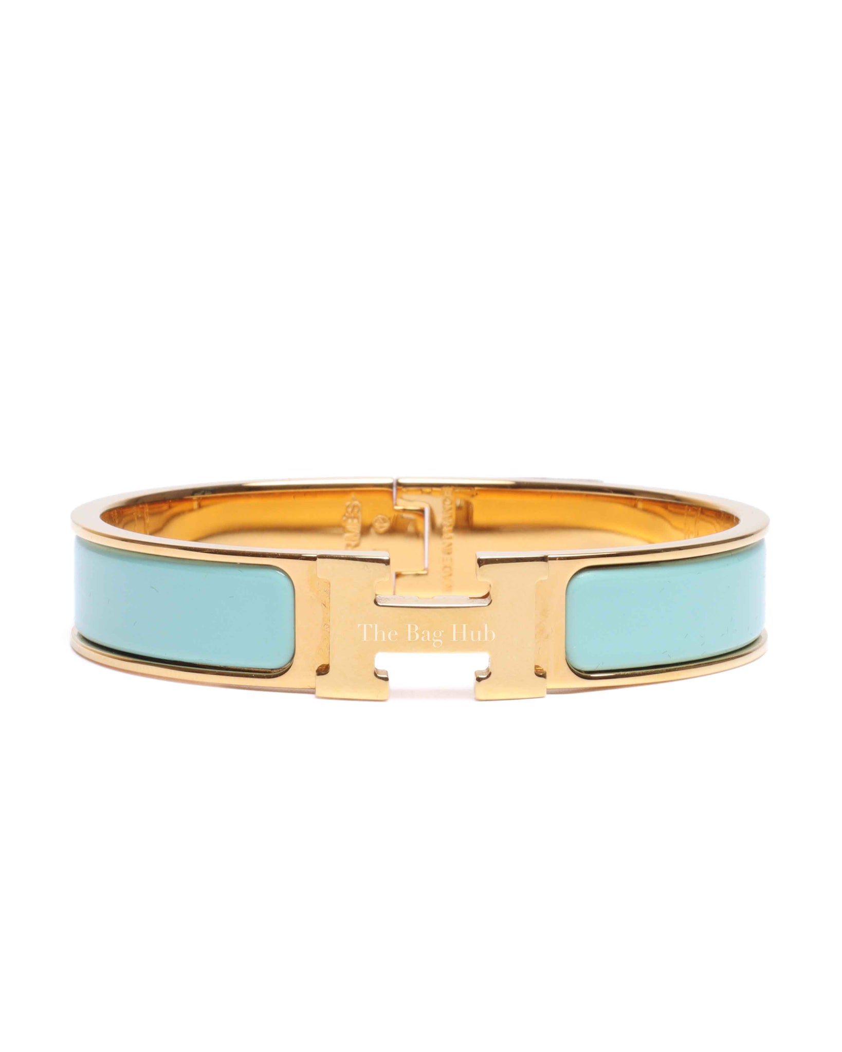Hermes Bleu Polaire Enamel Clic H Bracelet PM