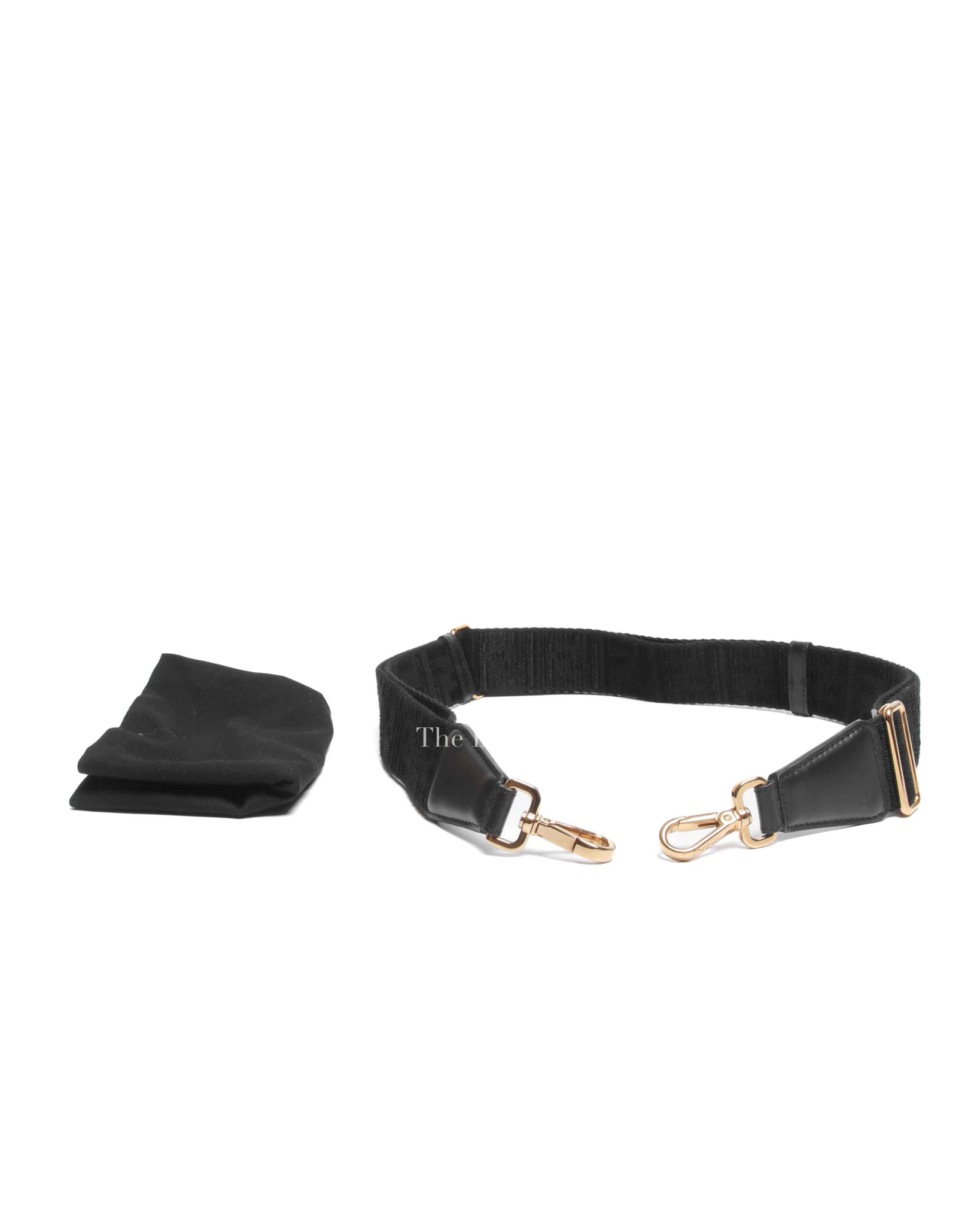 Fendi Black FF Jacquard Webbing Shoulder You Strap