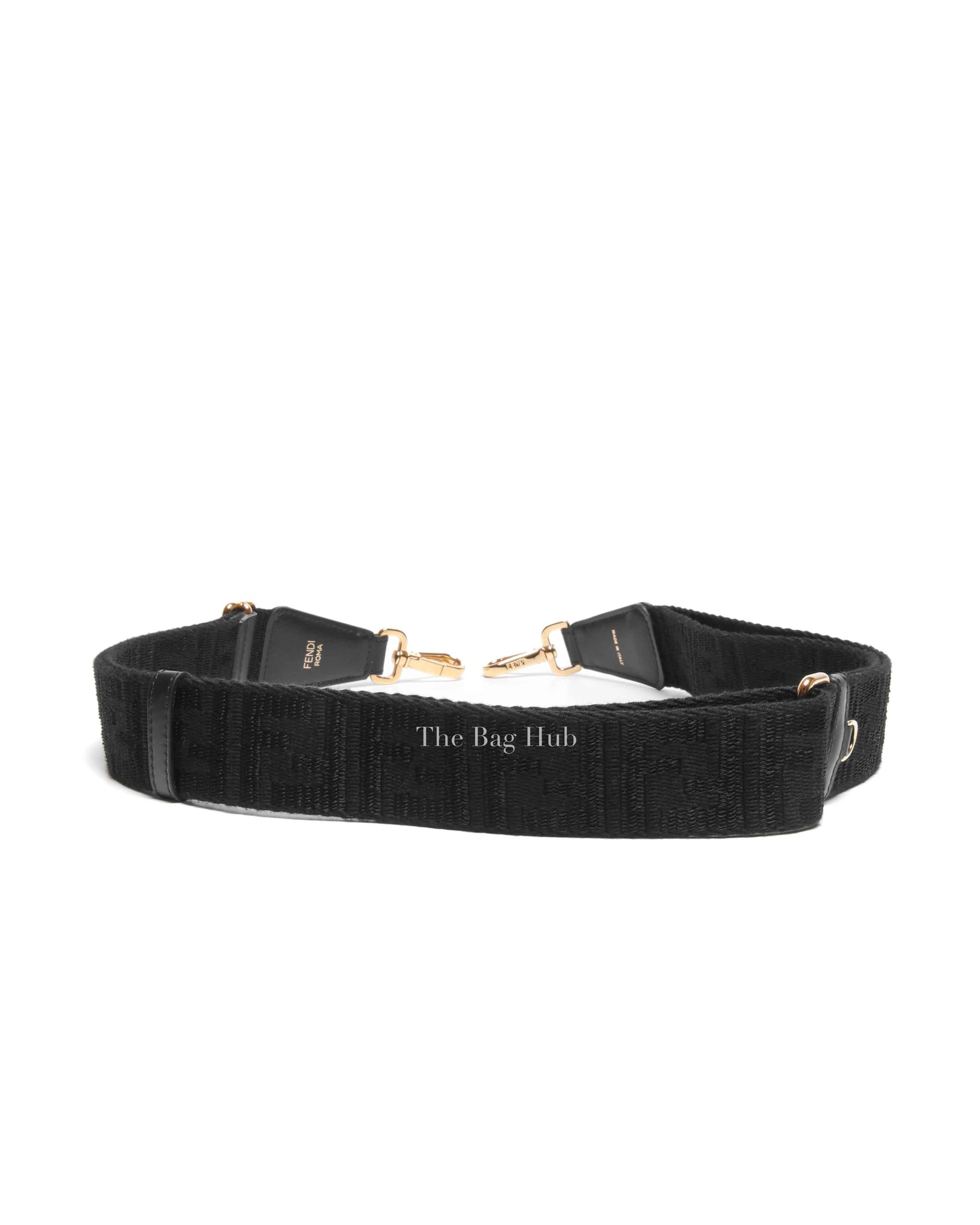 Fendi Black FF Jacquard Webbing Shoulder You Strap