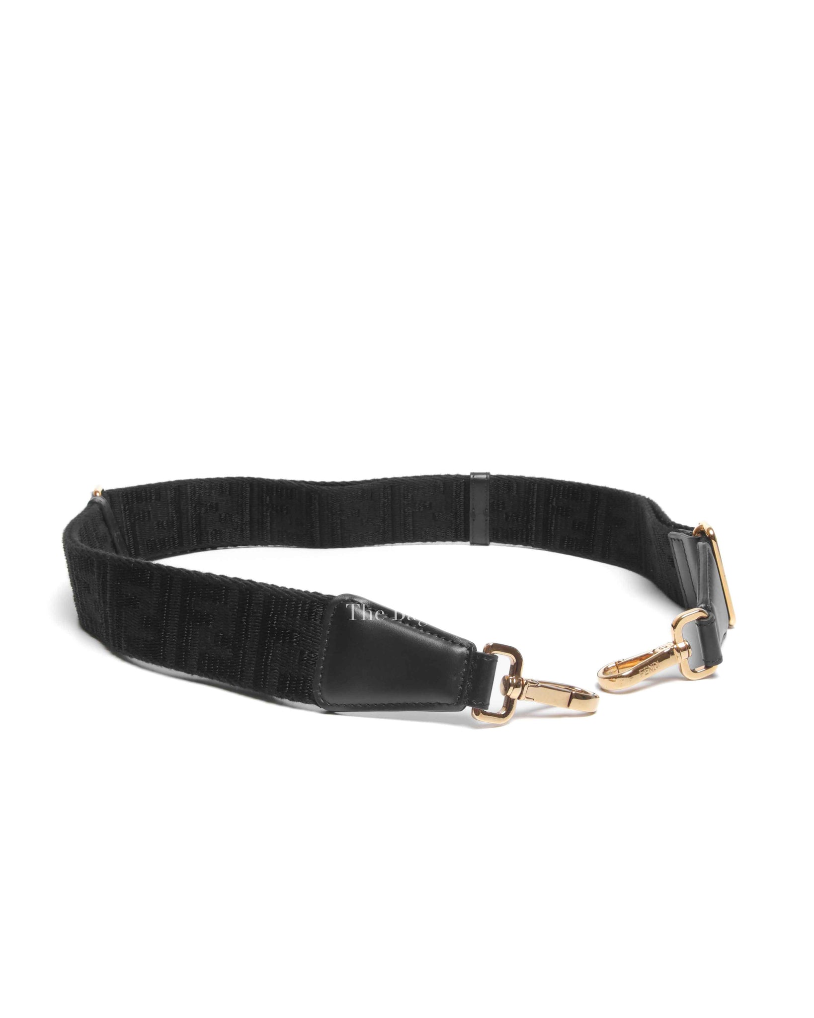 Fendi Black FF Jacquard Webbing Shoulder You Strap