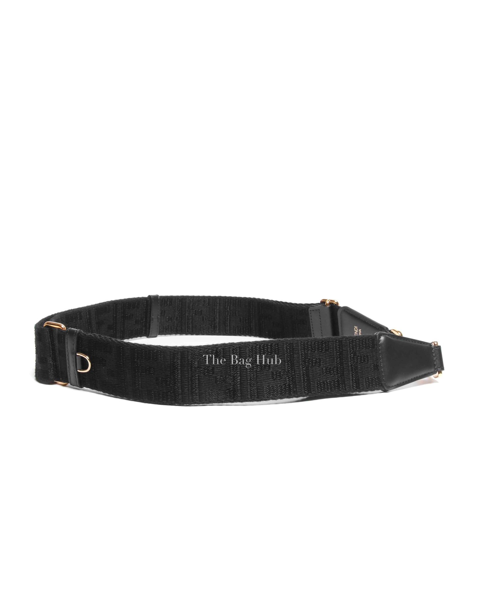 Fendi Black FF Jacquard Webbing Shoulder You Strap