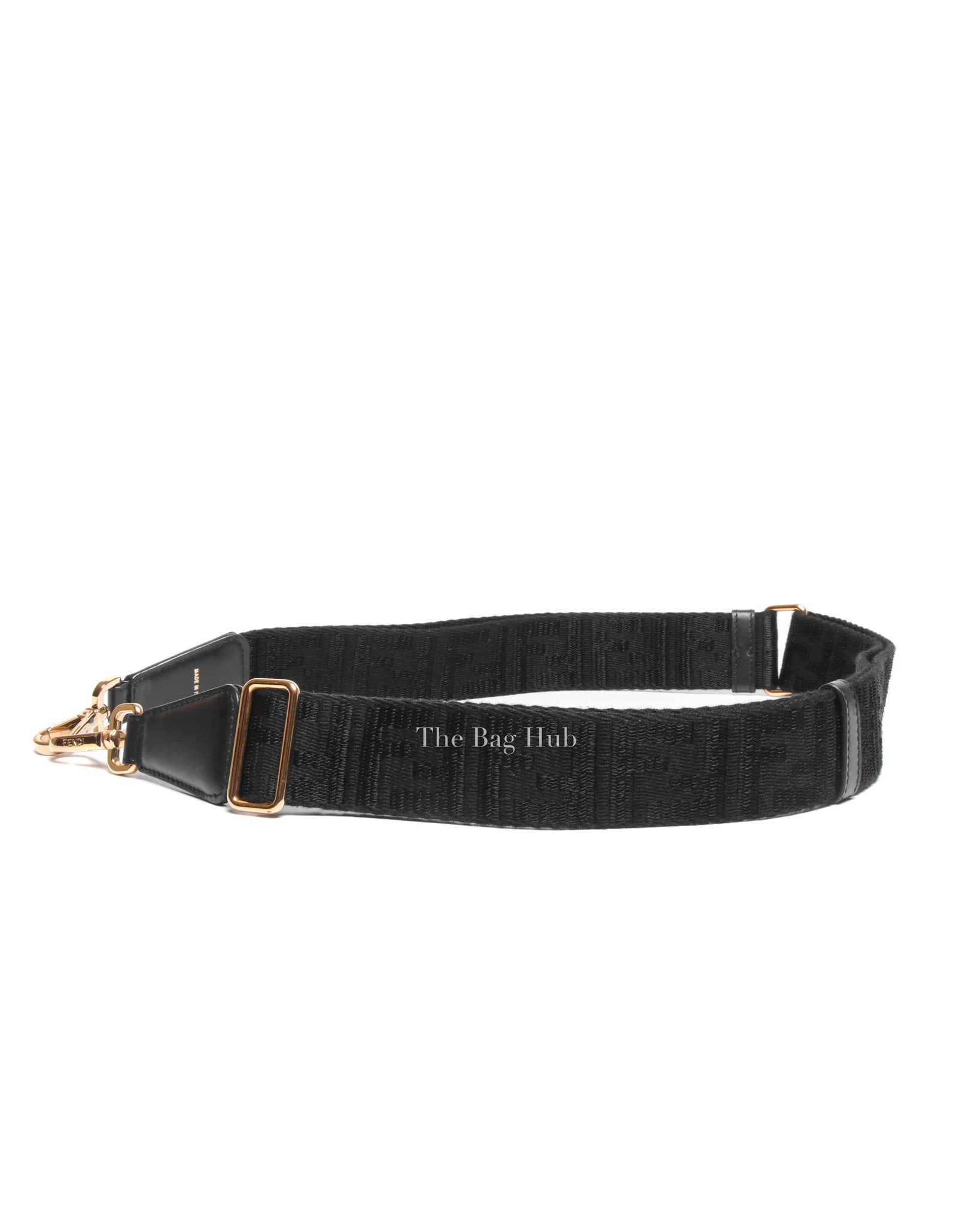 Fendi Black FF Jacquard Webbing Shoulder You Strap