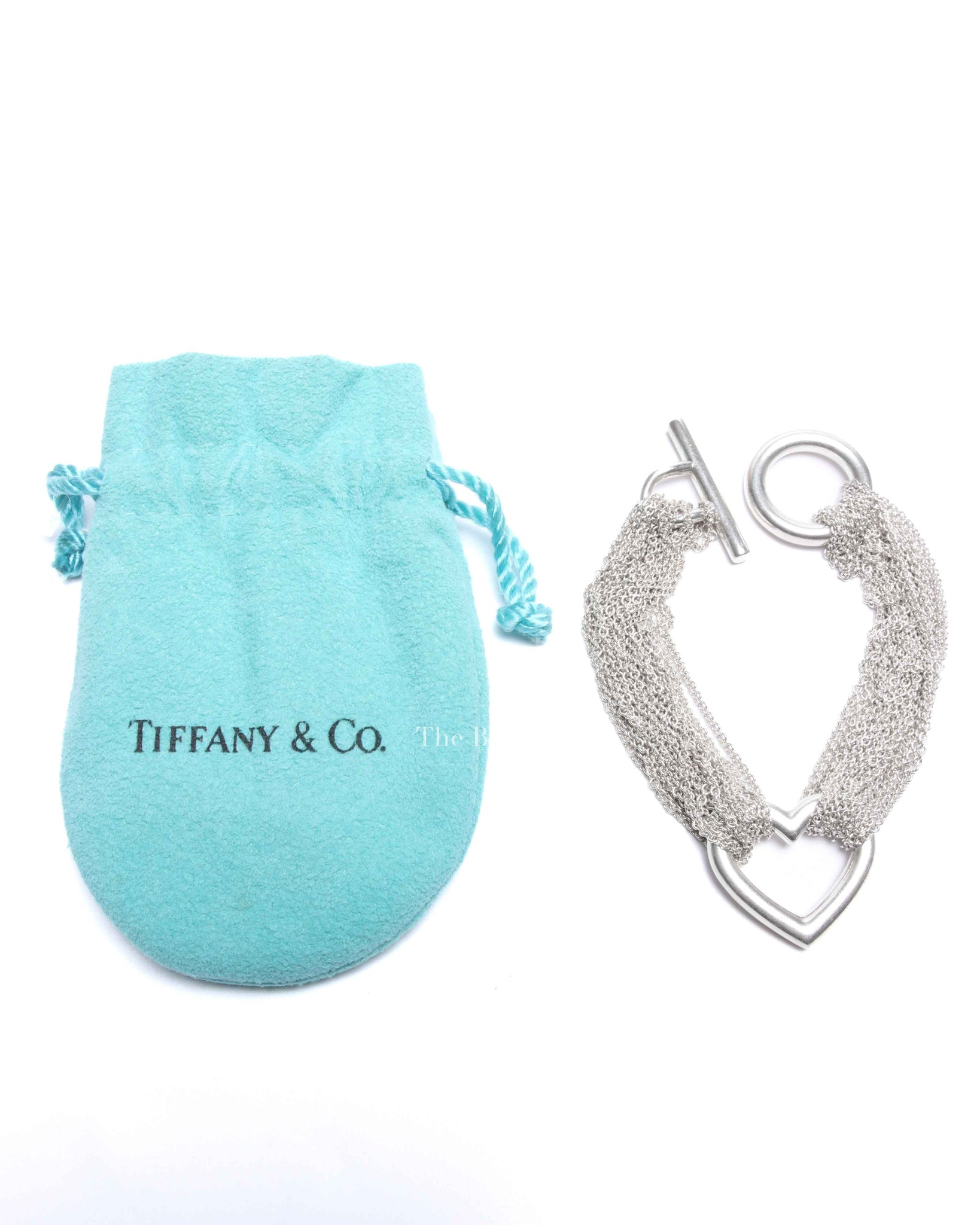 Tiffany & Co. Sterling Silver Open Heart Multi Chain Toggle Bracelet
