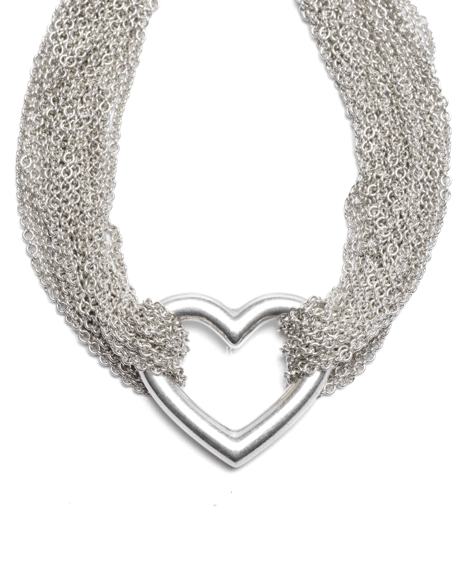Tiffany & Co. Sterling Silver Open Heart Multi Chain Toggle Bracelet