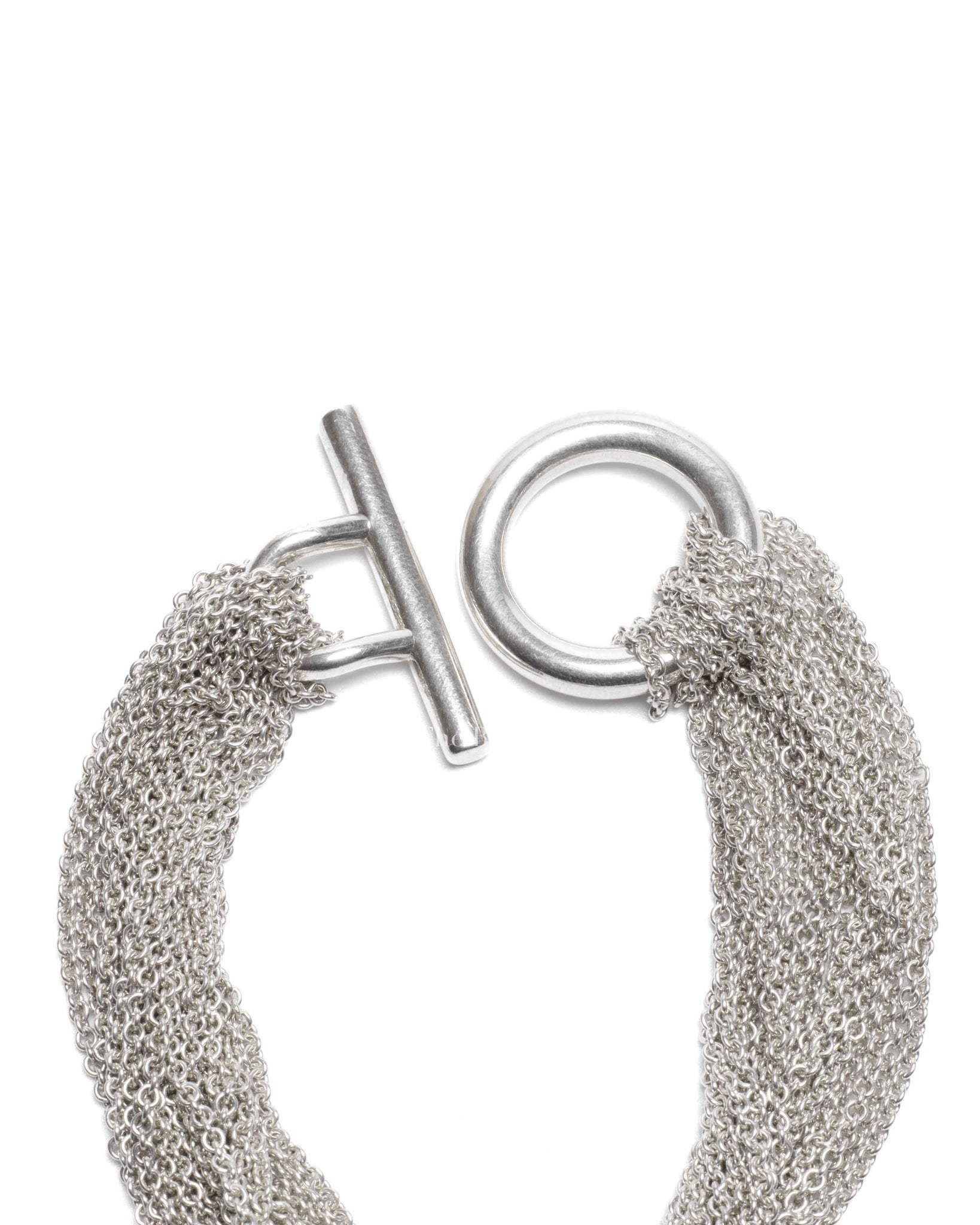 Tiffany & Co. Sterling Silver Open Heart Multi Chain Toggle Bracelet