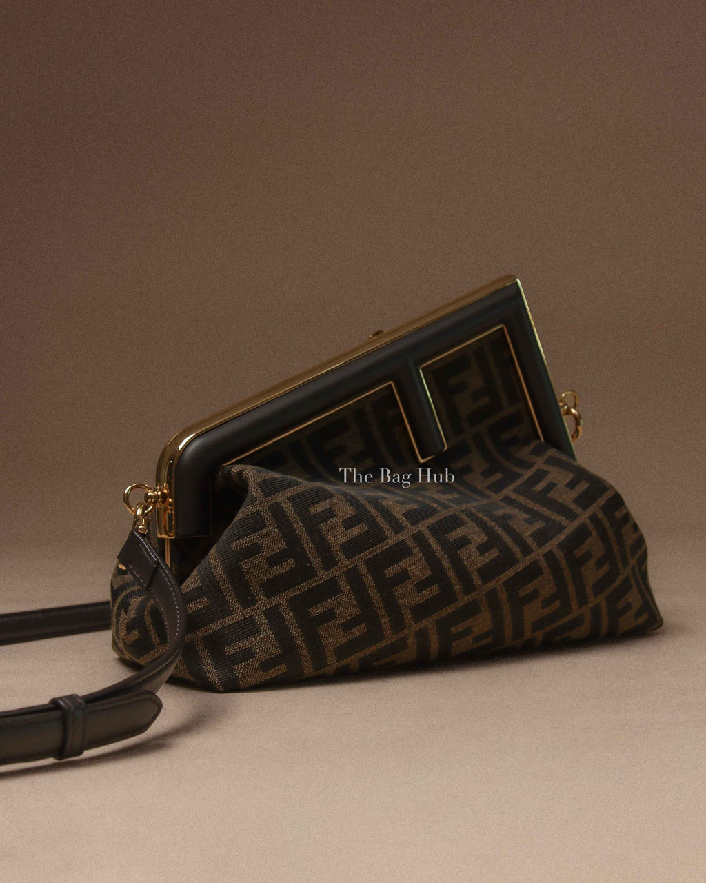 Fendi Brown FF Monogram Canvas Fendi First Midi Jacquard Bag
