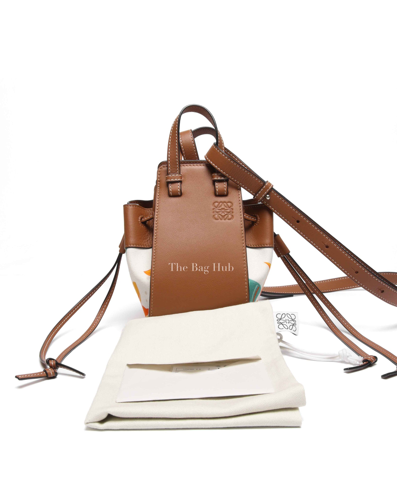 Loewe x Paula Ibiza Tan/Floral Print Leather Hammock Mini Bag