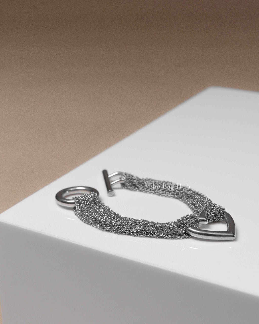 Tiffany & Co. Sterling Silver Open Heart Multi Chain Toggle Bracelet