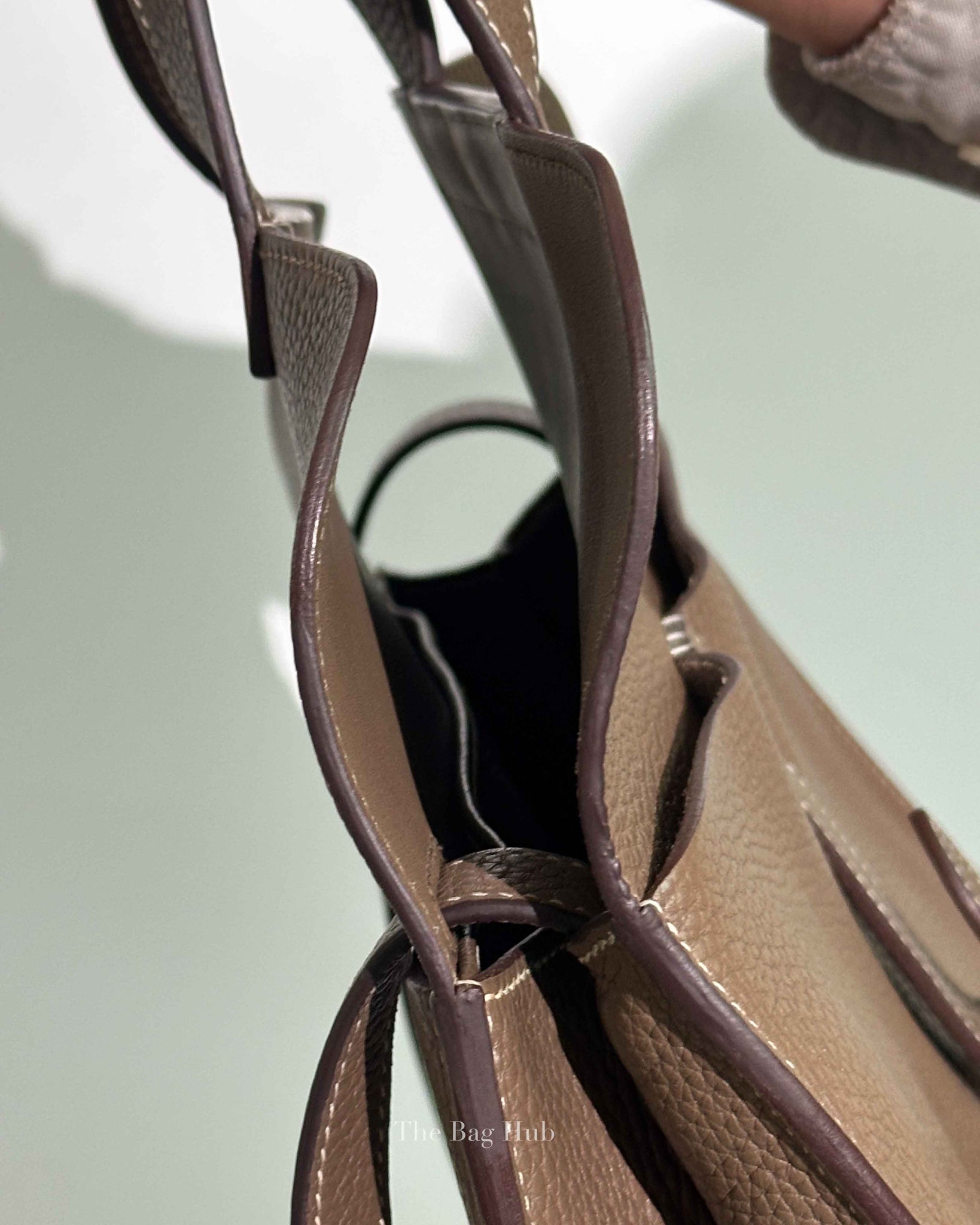 Hermes Etoupe Taurillon Clemence Leather Halzan 25 Bag PHW