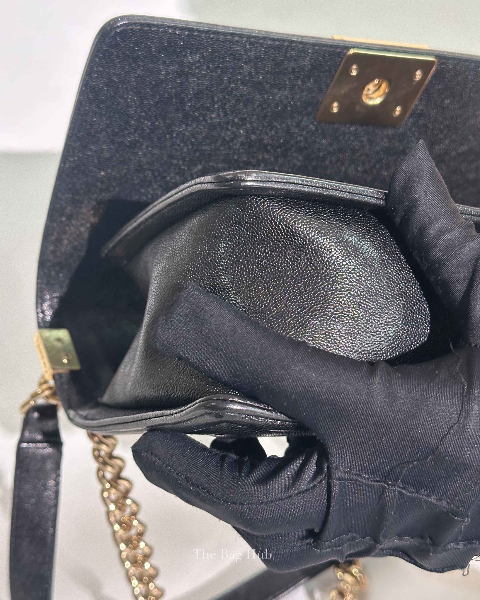 Chanel Black Chevron Caviar Old Medium Le Boy Bag GHW