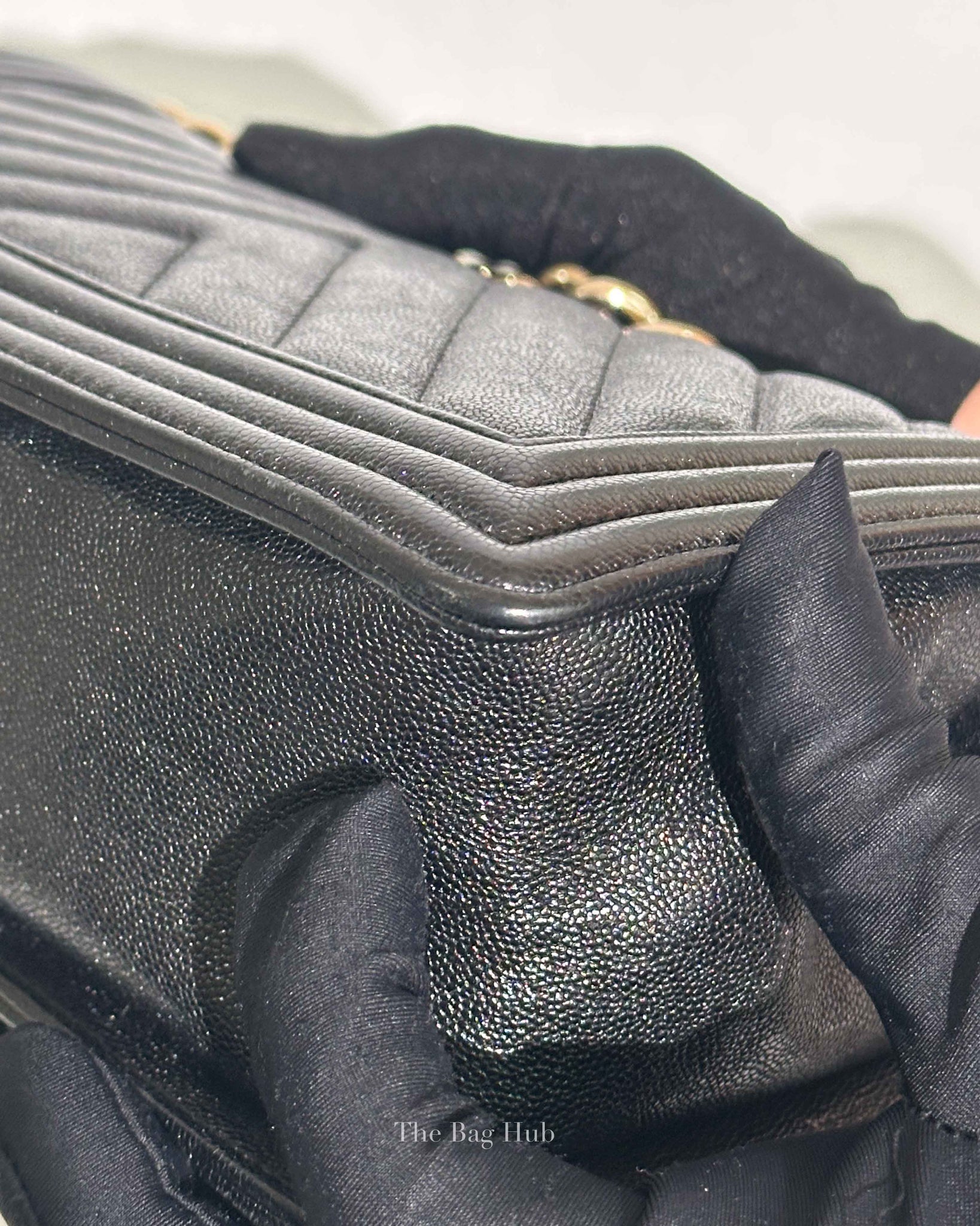 Chanel Black Chevron Caviar Old Medium Le Boy Bag GHW