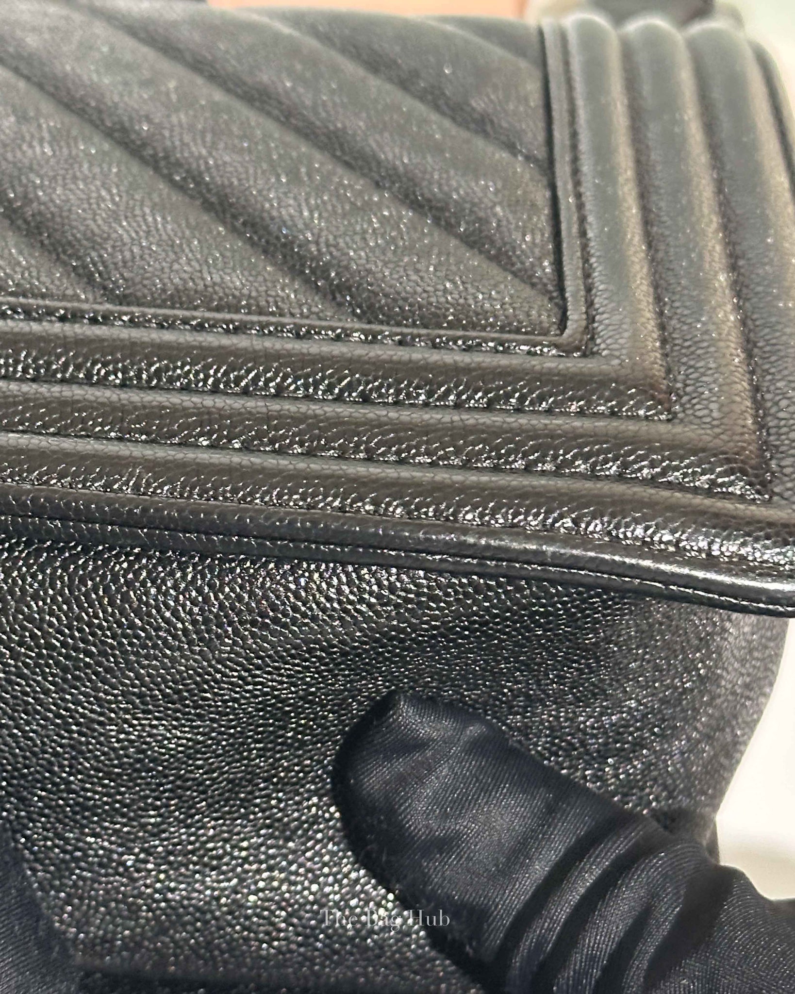 Chanel Black Chevron Caviar Old Medium Le Boy Bag GHW