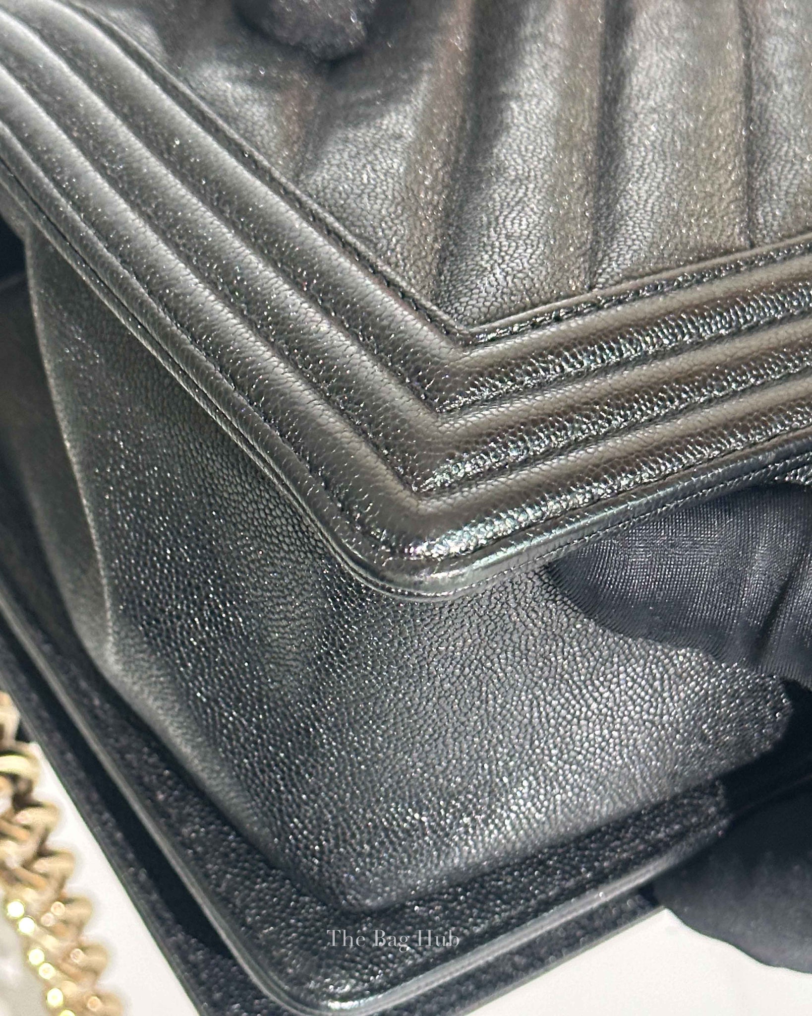 Chanel Black Chevron Caviar Old Medium Le Boy Bag GHW