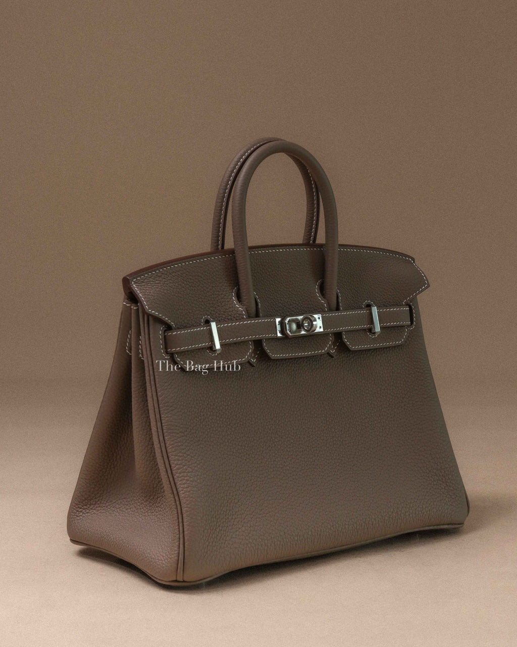 Hermes Etoupe Togo Leather Birkin 25 Bag PHW