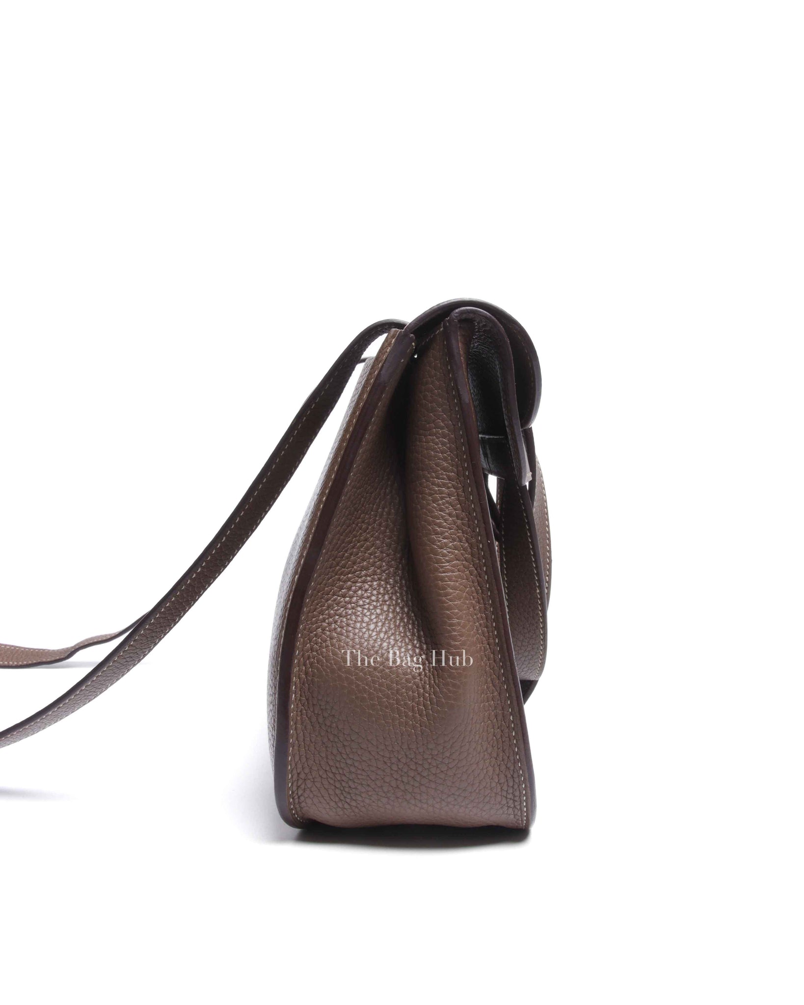 Hermes Etoupe Taurillon Clemence Leather Halzan 25 Bag PHW