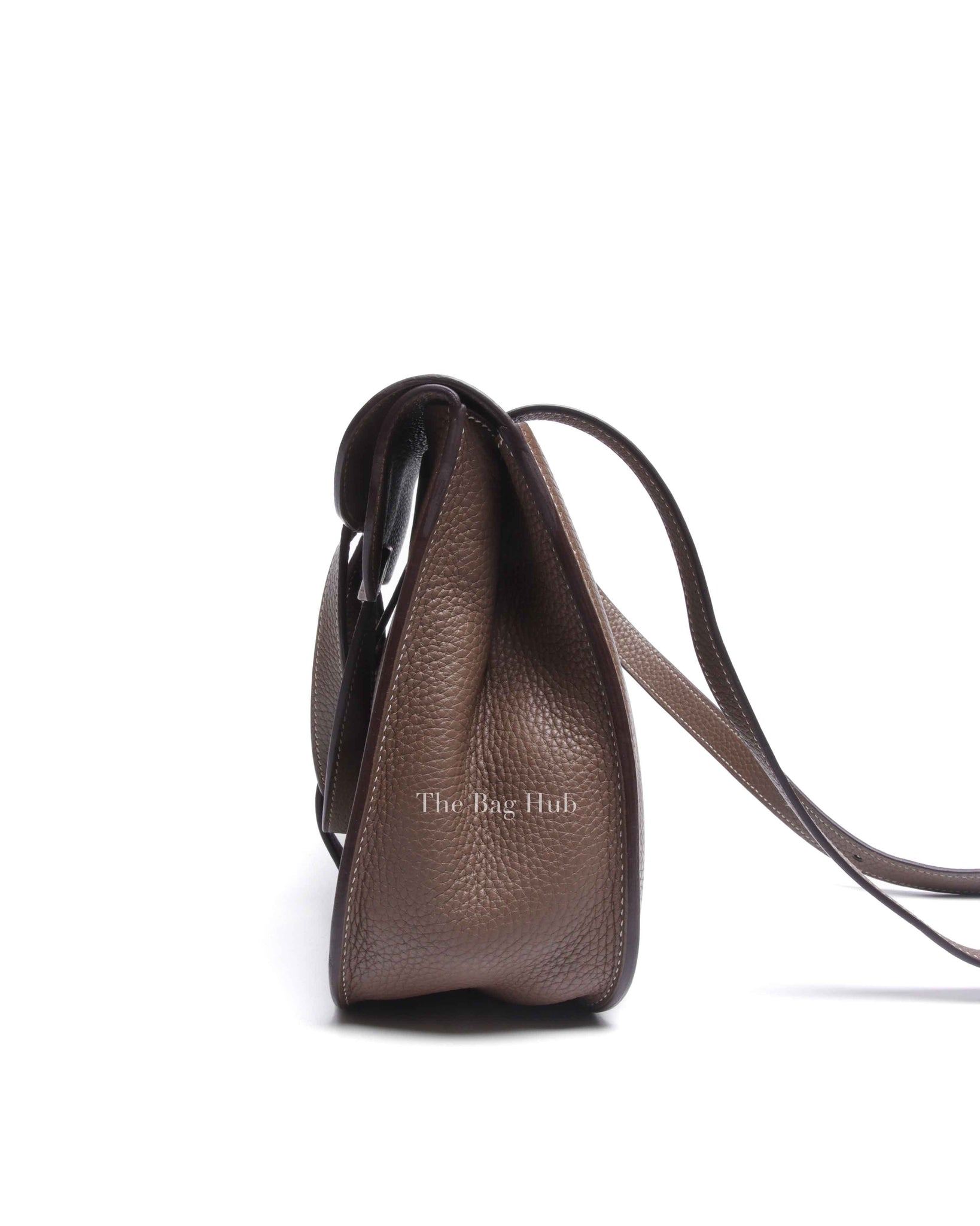 Hermes Etoupe Taurillon Clemence Leather Halzan 25 Bag PHW