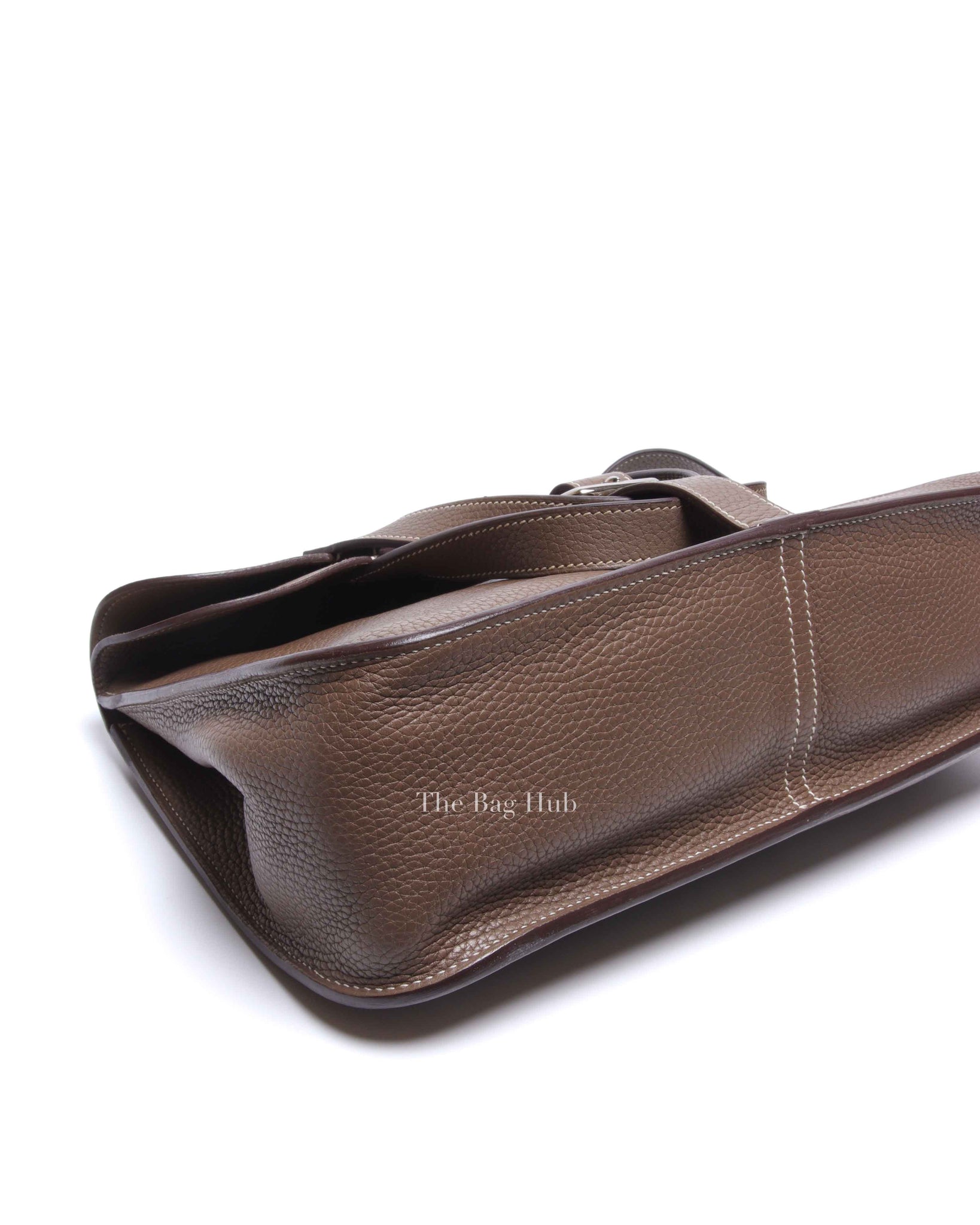 Hermes Etoupe Taurillon Clemence Leather Halzan 25 Bag PHW