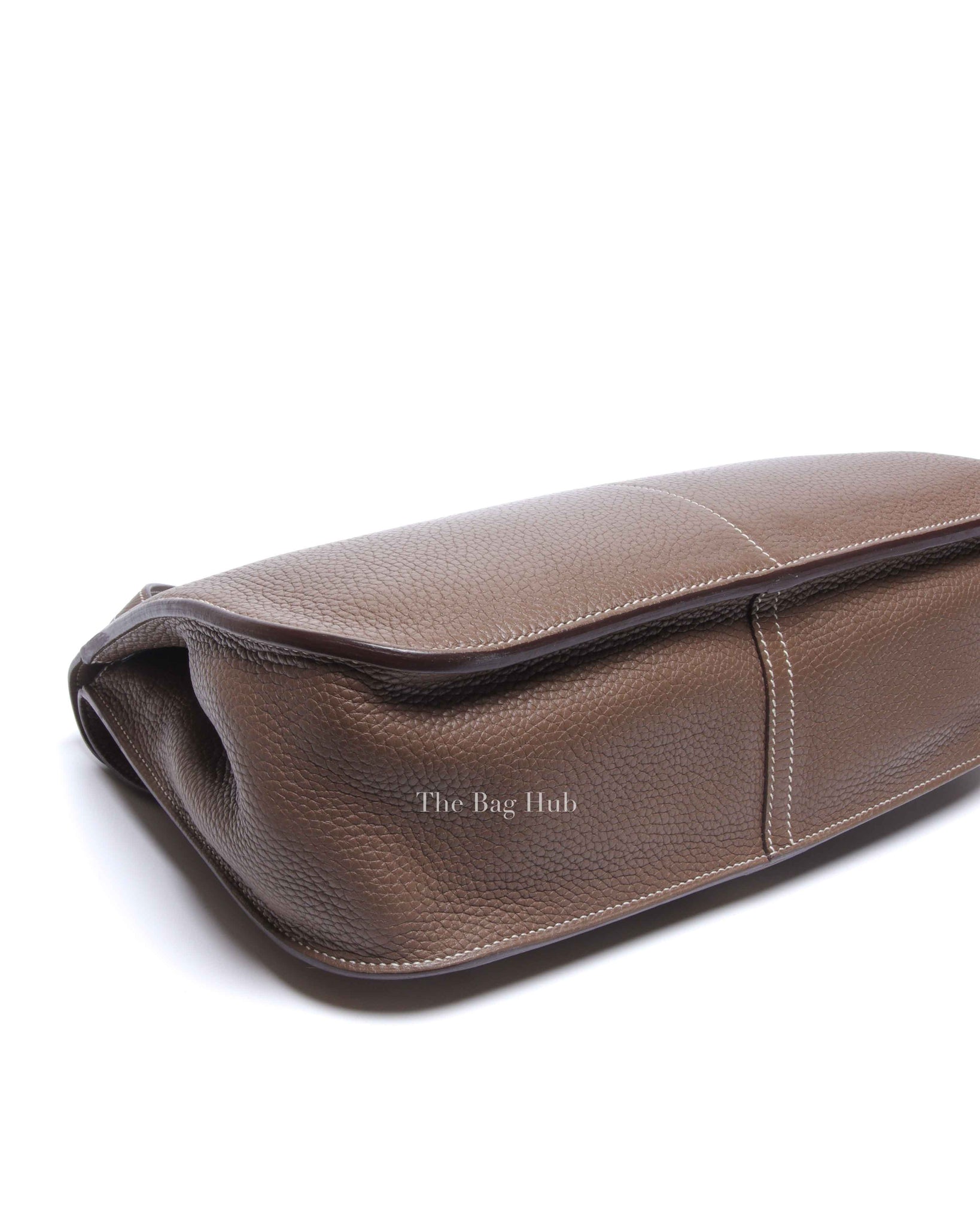 Hermes Etoupe Taurillon Clemence Leather Halzan 25 Bag PHW