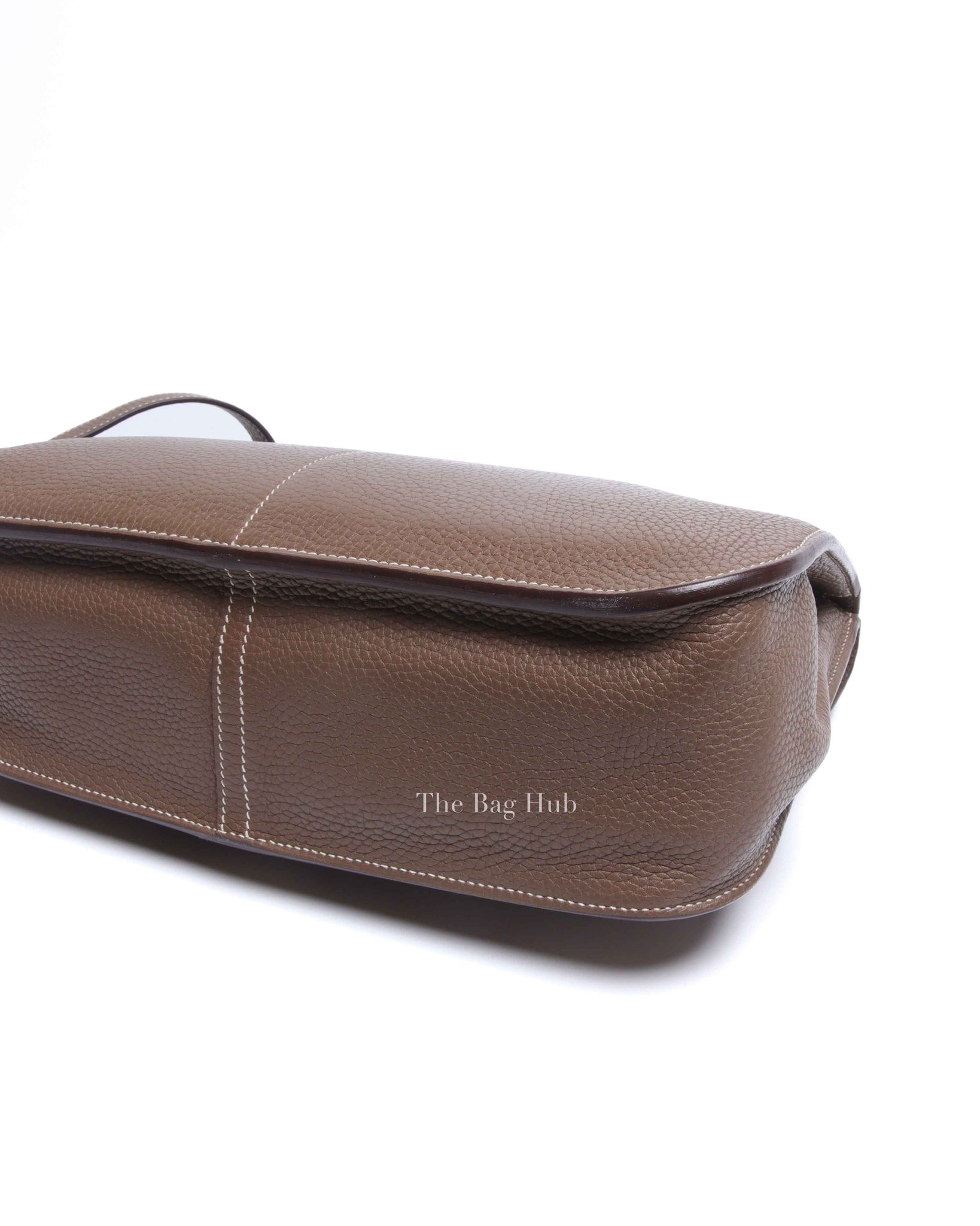 Hermes Etoupe Taurillon Clemence Leather Halzan 25 Bag PHW