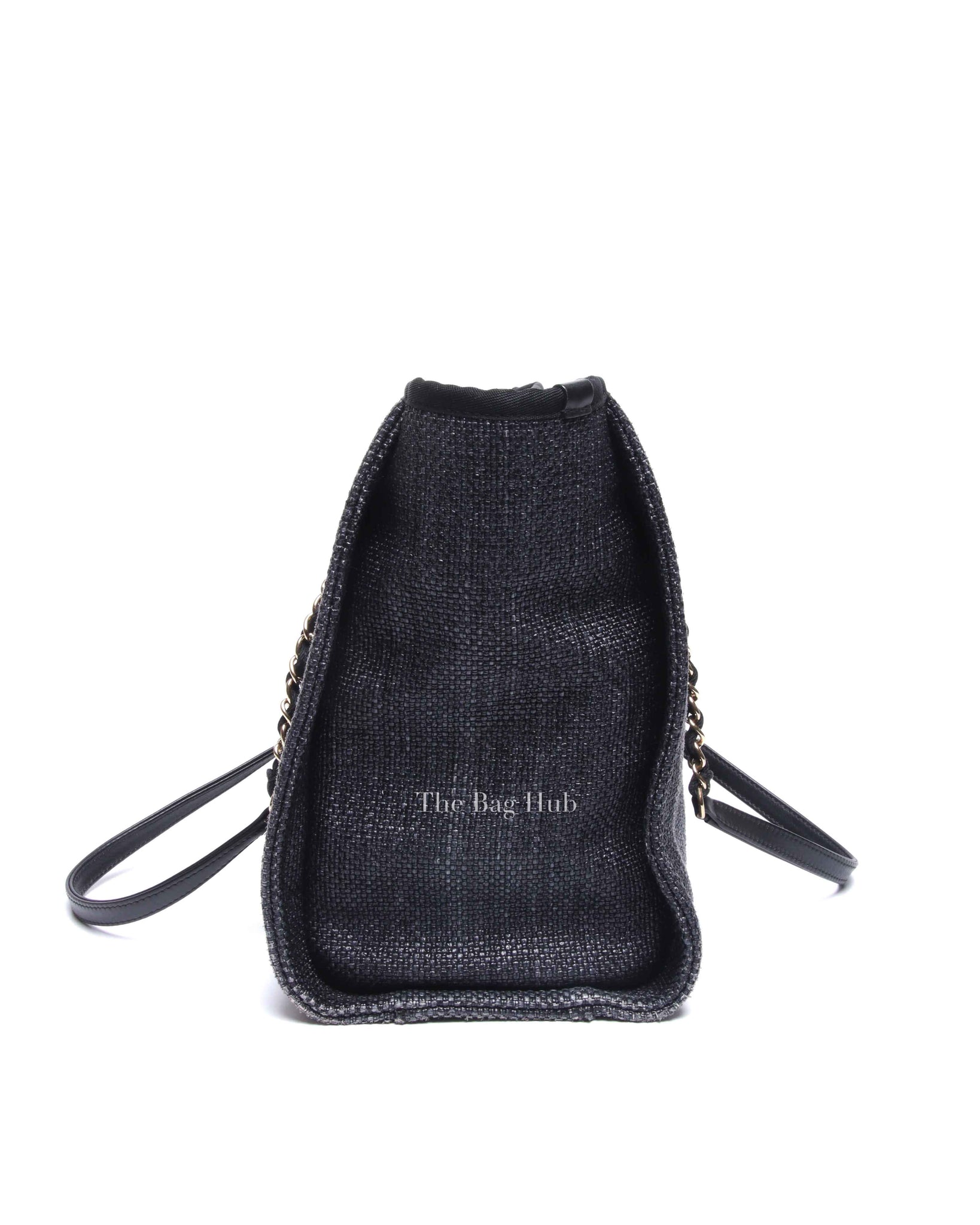 Chanel Black Woven Straw Raffia Small Deauville Tote Bag GHW