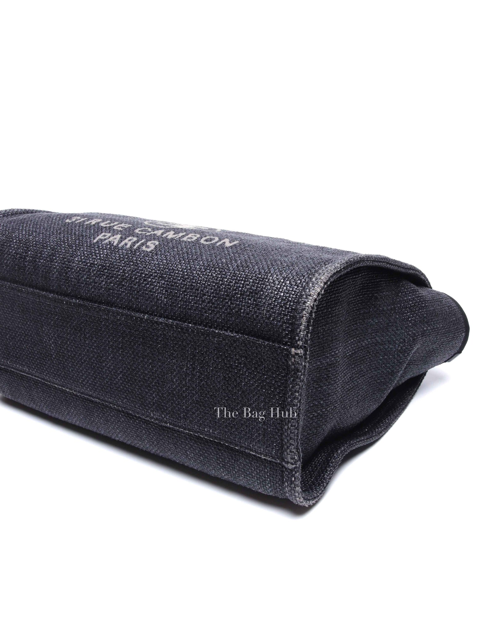 Chanel Black Woven Straw Raffia Small Deauville Tote Bag GHW