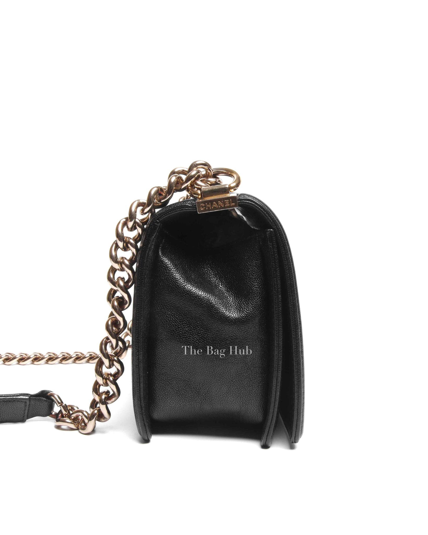 Chanel Black Chevron Caviar Old Medium Le Boy Bag GHW