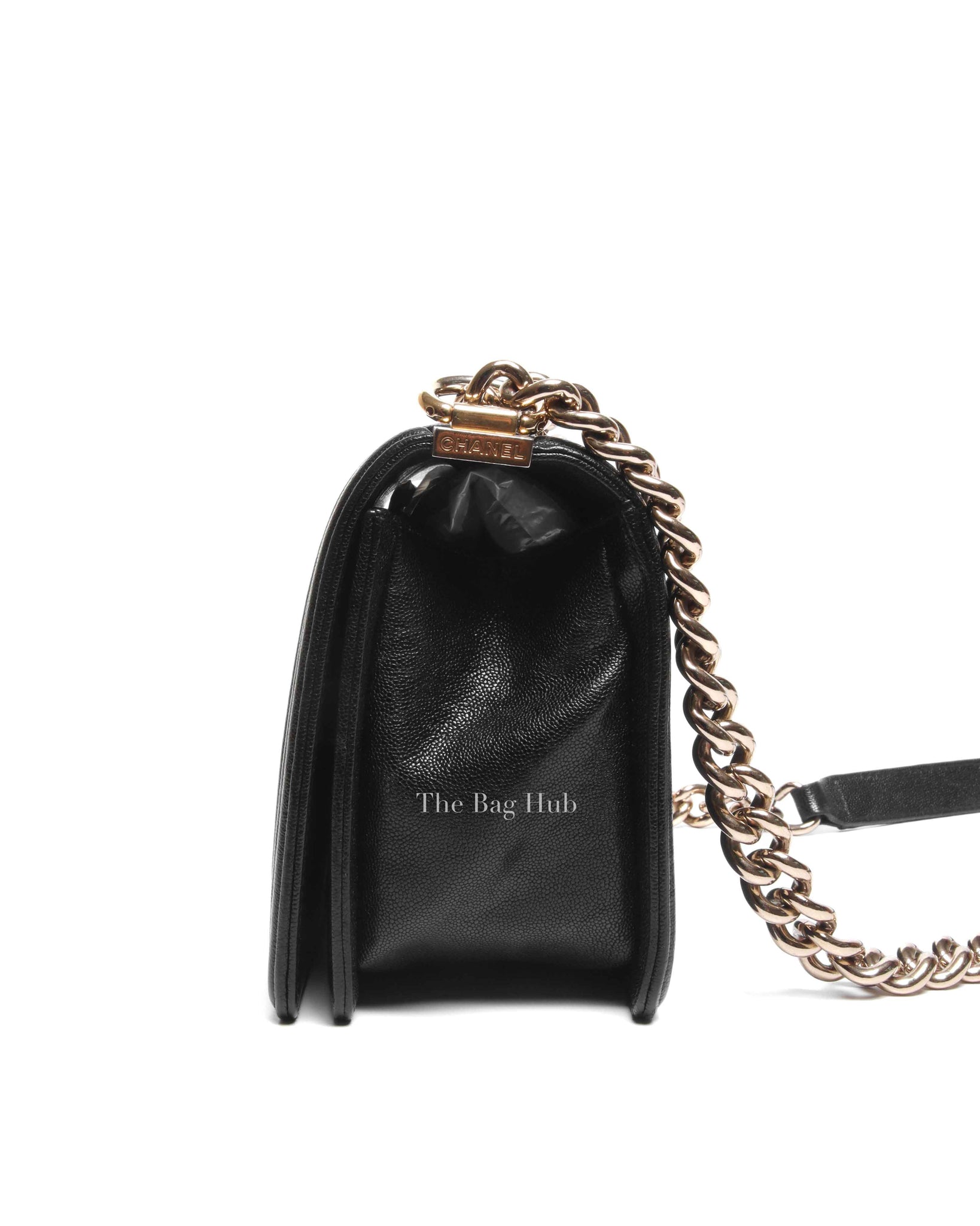 Chanel Black Chevron Caviar Old Medium Le Boy Bag GHW