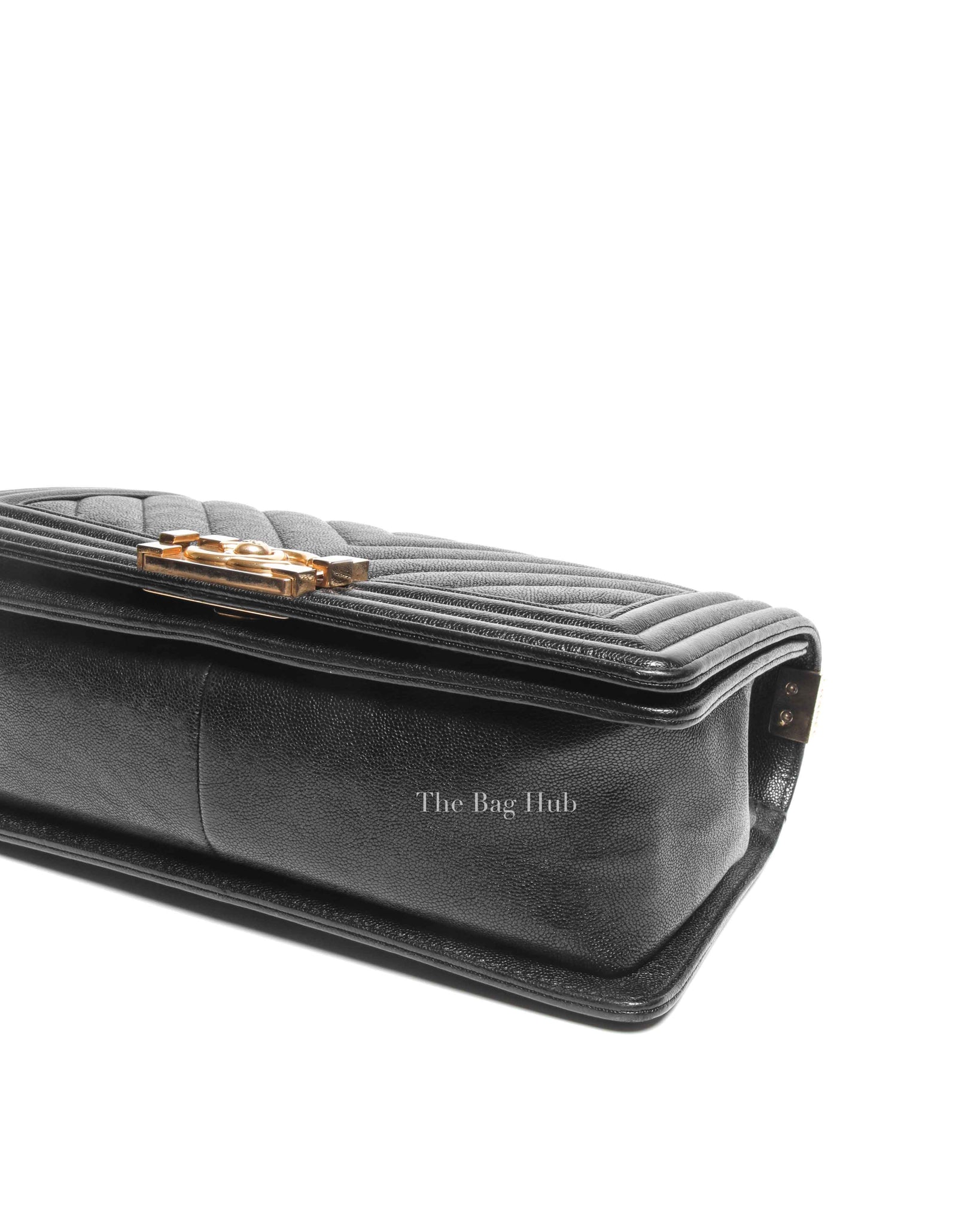 Chanel Black Chevron Caviar Old Medium Le Boy Bag GHW