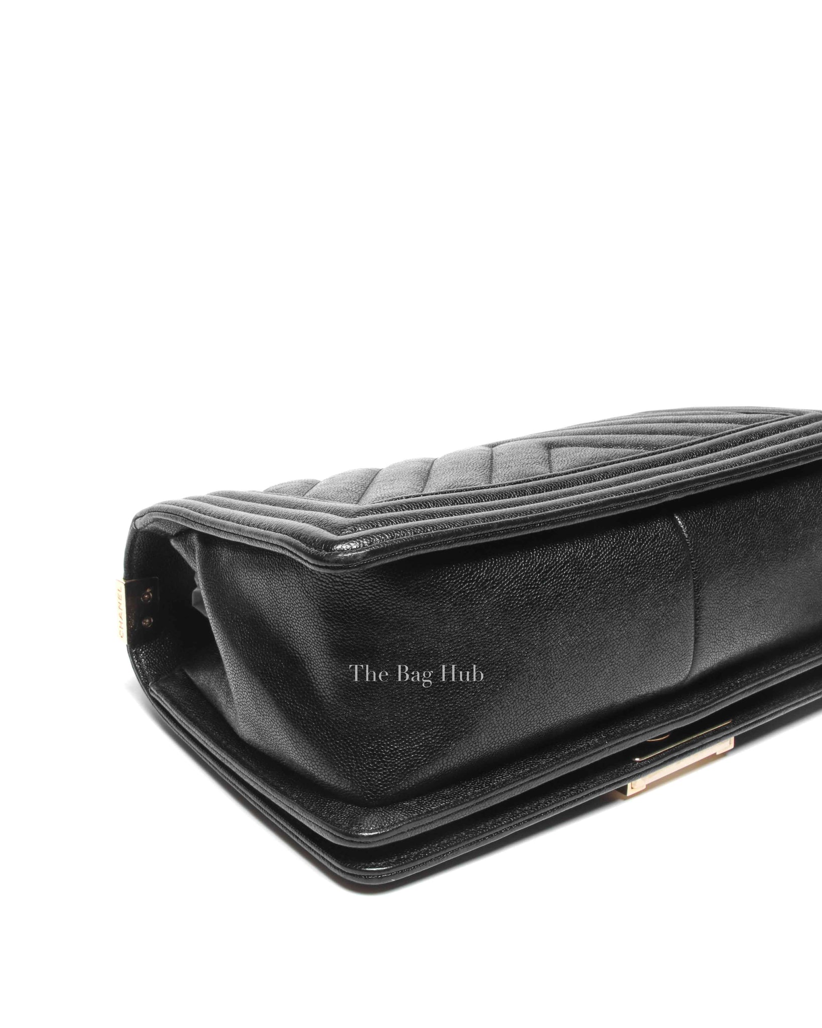 Chanel Black Chevron Caviar Old Medium Le Boy Bag GHW