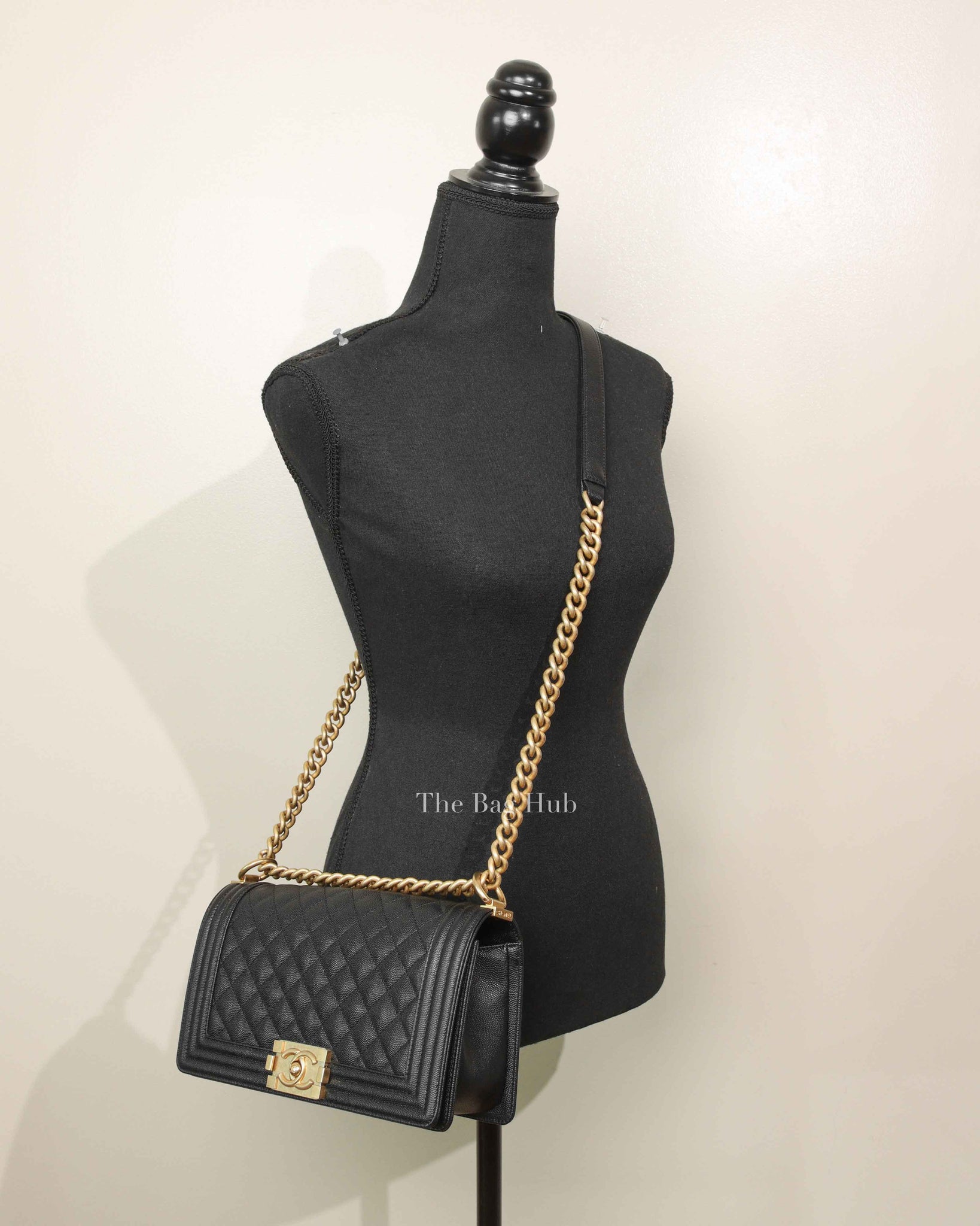 Chanel Black Caviar Quilted Medium Le Boy Bag GHW