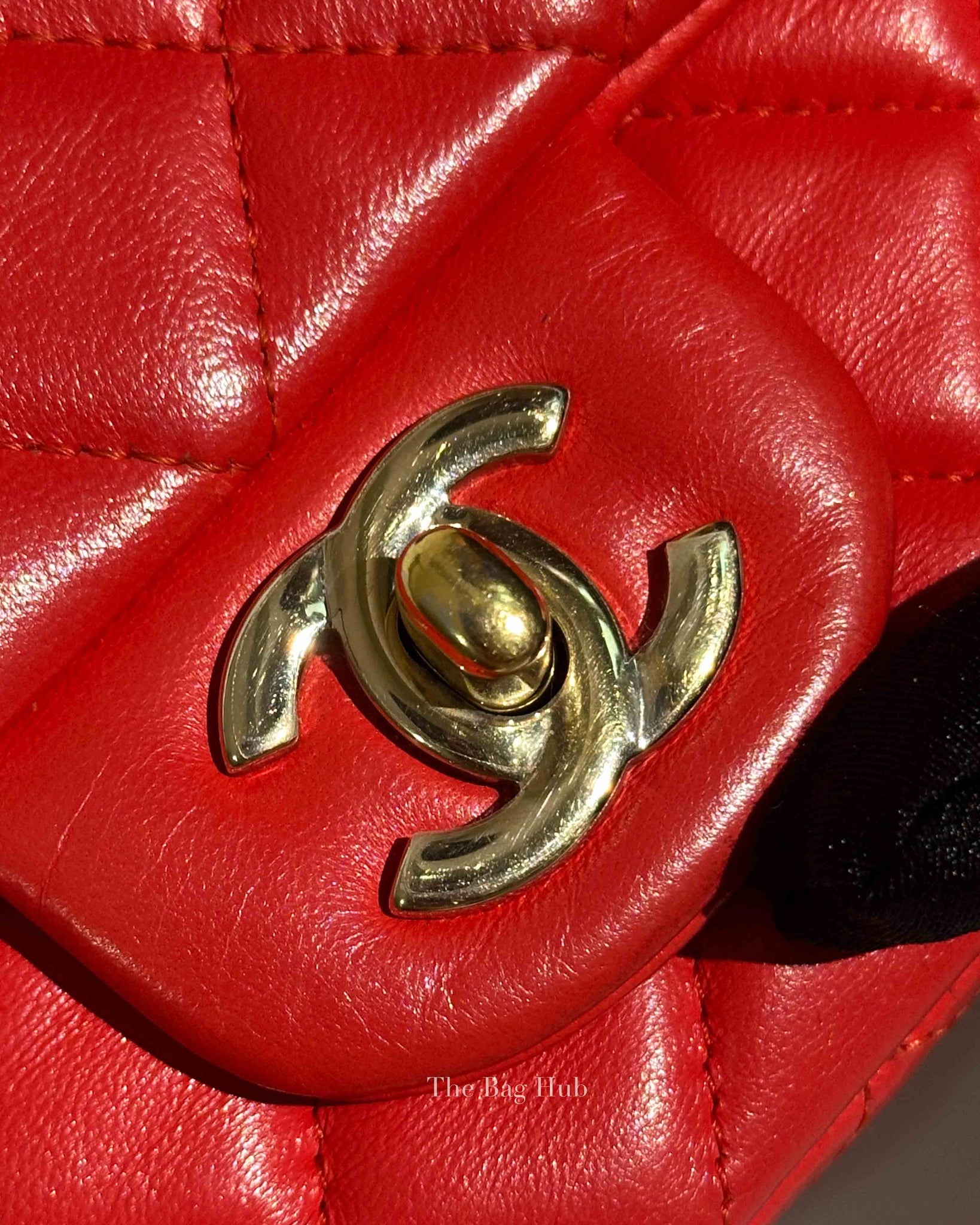 Chanel Red Lambskin Classic Rectangular Mini Flap Bag GHW